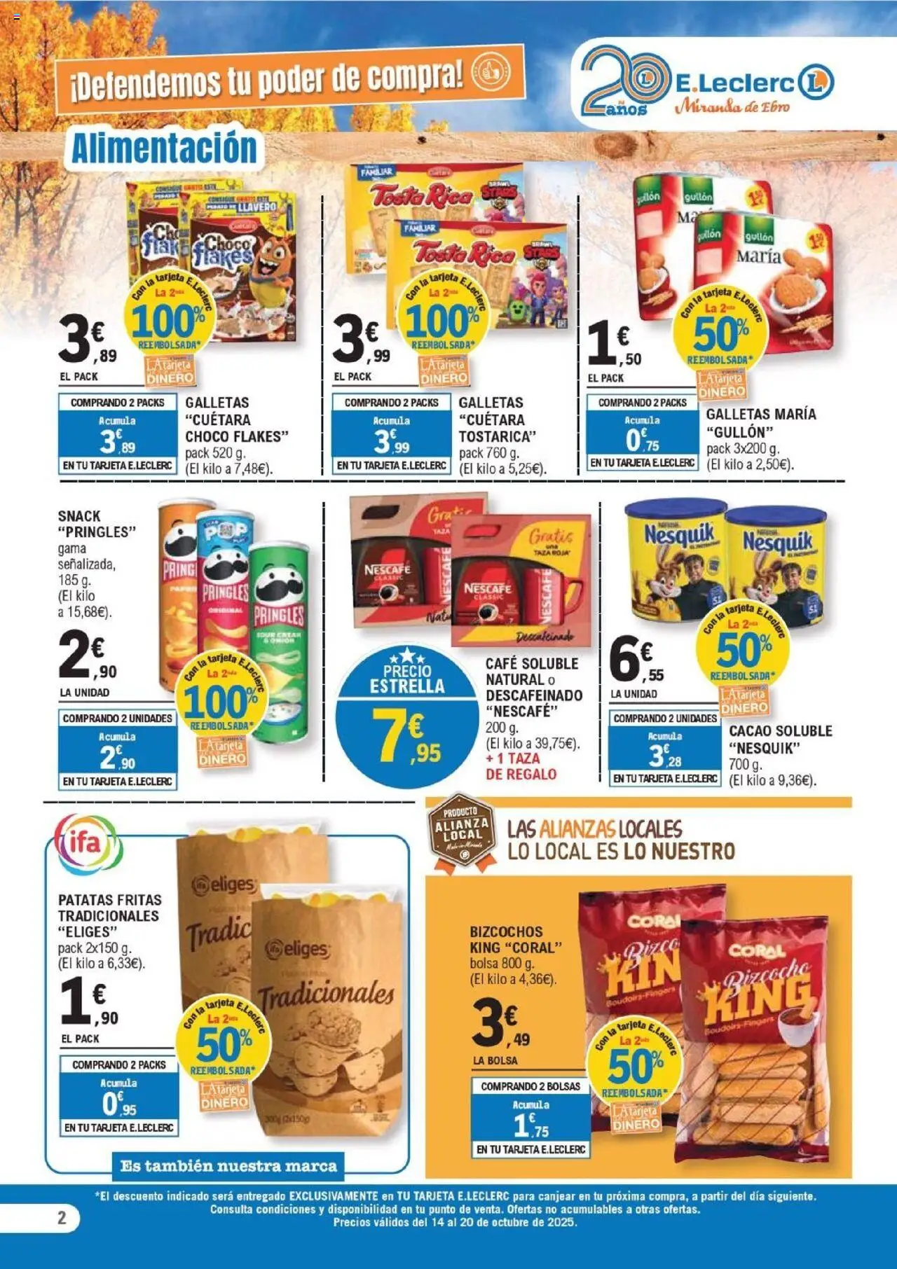 E.Leclerc folleto │ válido desde el 14.10.2025 | Página: 2 | Productos: Galletas, Bolsa, Cacao soluble, Φρυγανιές σικάλεως