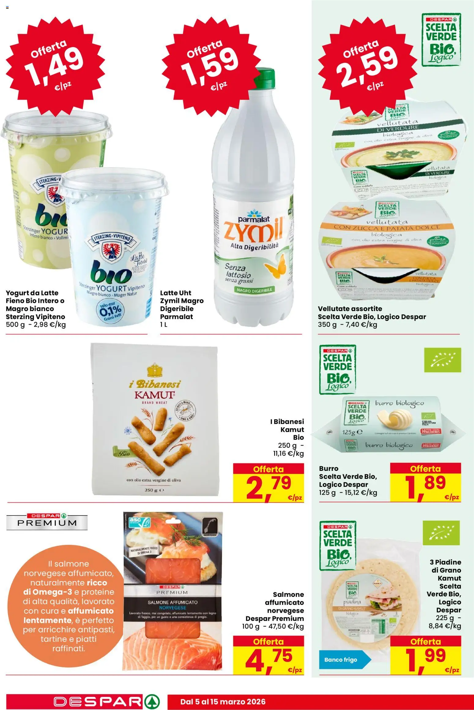 Volantino Despar del 05.03.2026 | Pagina: 12 | Prodotti: Latte, Burro, Piadina, Olio extra vergine