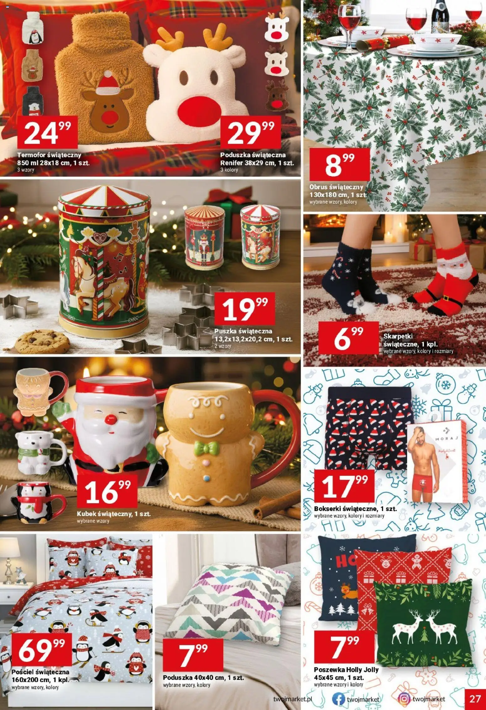 Twój Market Gazetka od 12.11.2025 | Strona: 27 | Produkty: Pościel, Bokserki, Skarpetki, Poduszka