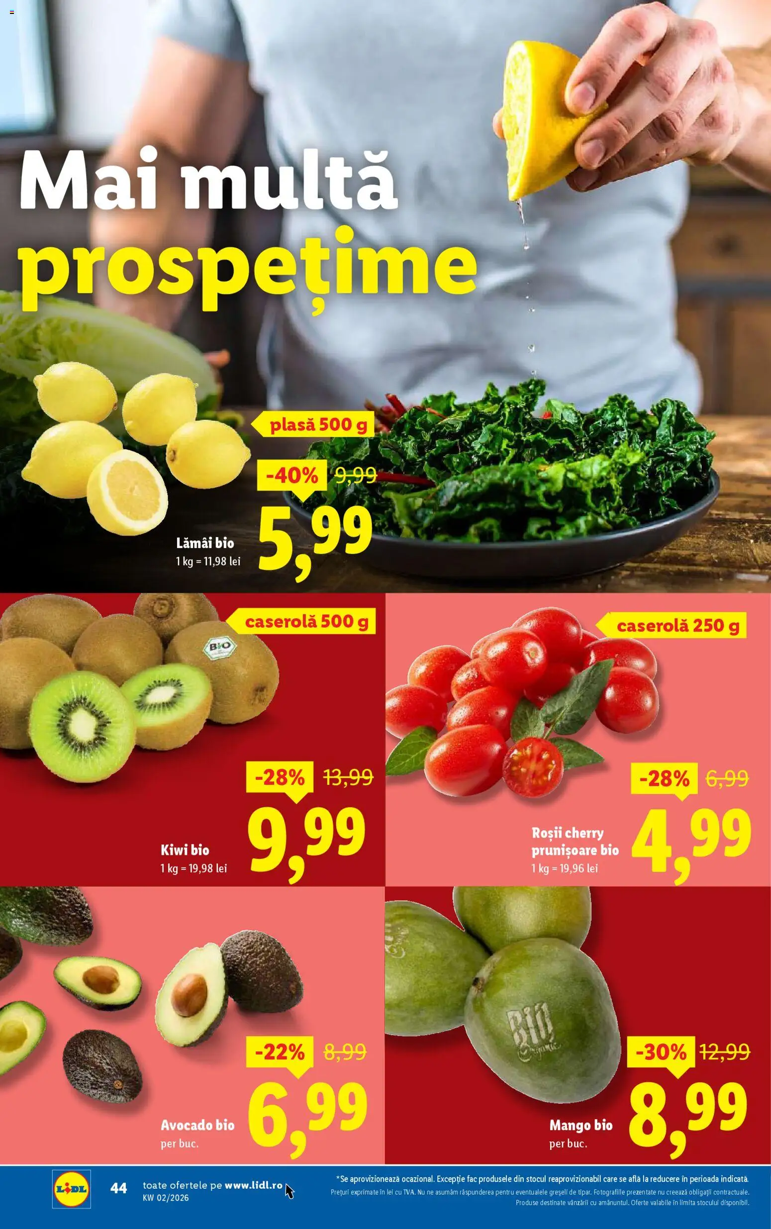 Noul catalog Lidl – valabil de la 05.01.2026 | Pagină: 44 | Produse: Roșii, Kiwi, Avocado, Mango