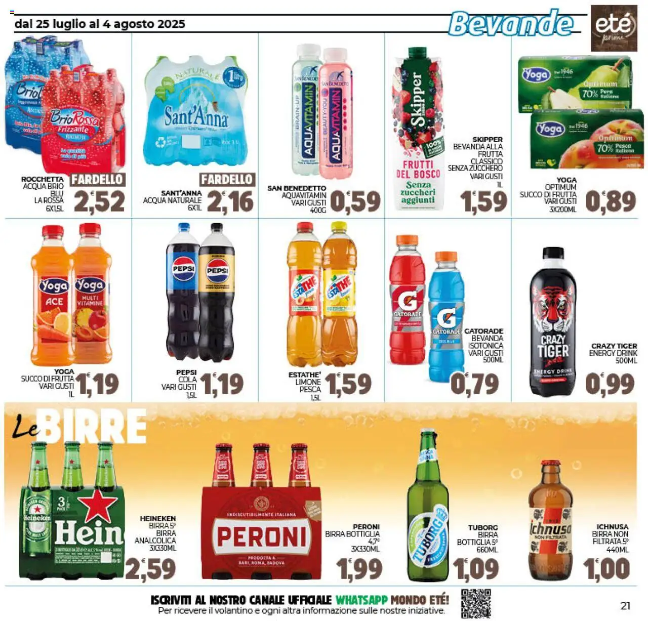 Volantino Eté del 25.07.2025 | Pagina: 21 | Prodotti: Acqua, Limone, Pera, Heineken