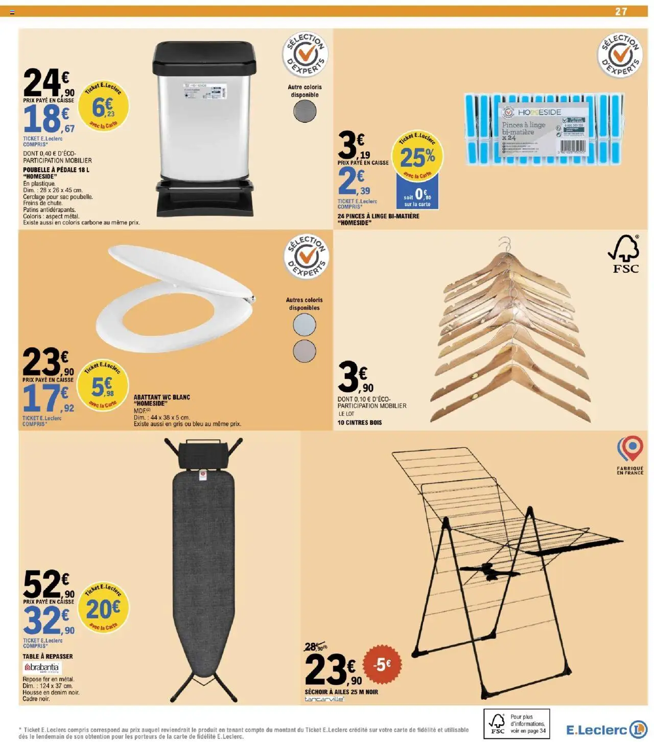  | Page: 27 | Produits: Poubelle, Pinces, Table, Cadre