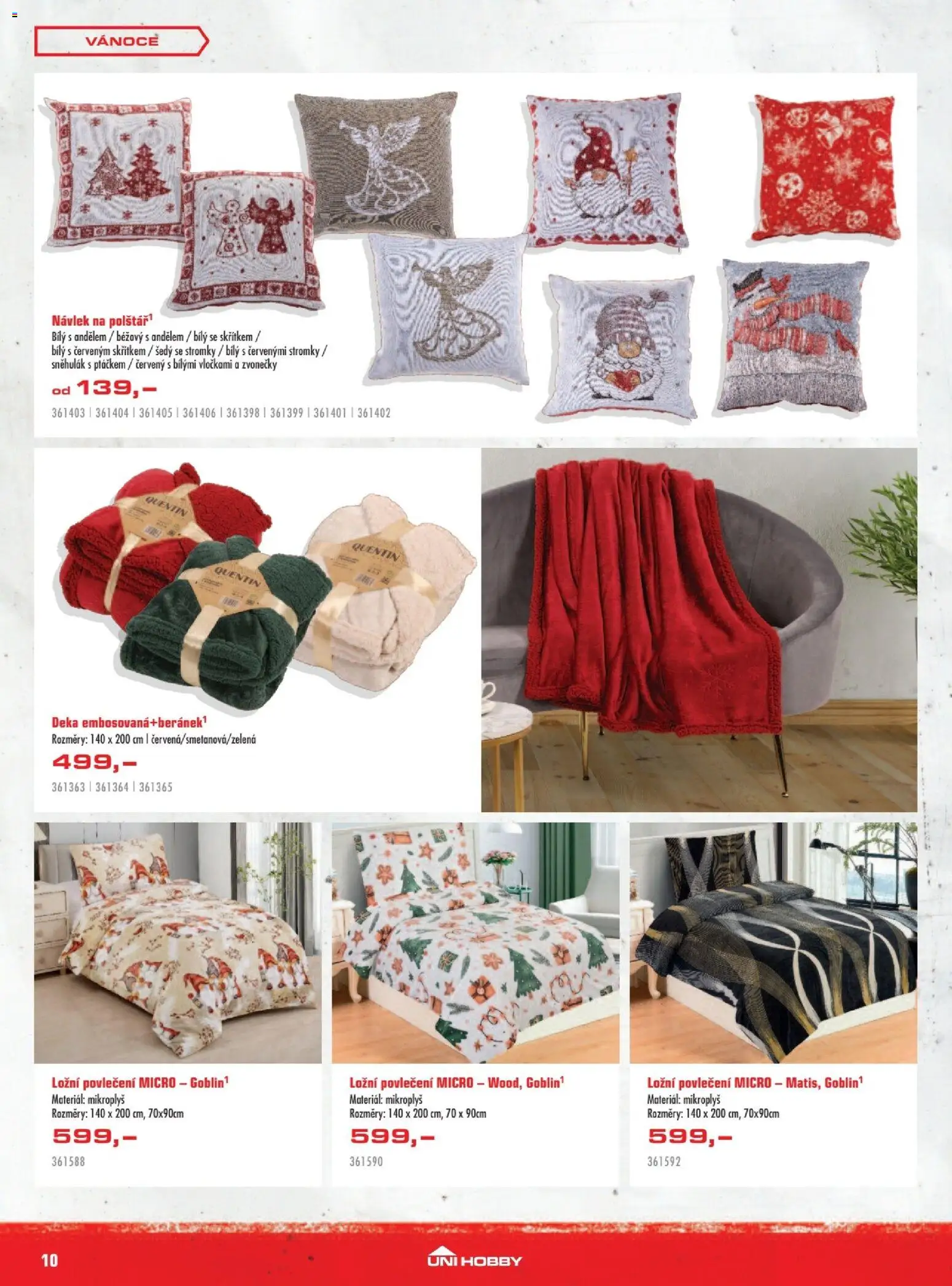 Uni Hobby leták od 30.10.2025 | Strana: 10 | Produkty: Povlečení, Ložní povlečení, Deka
