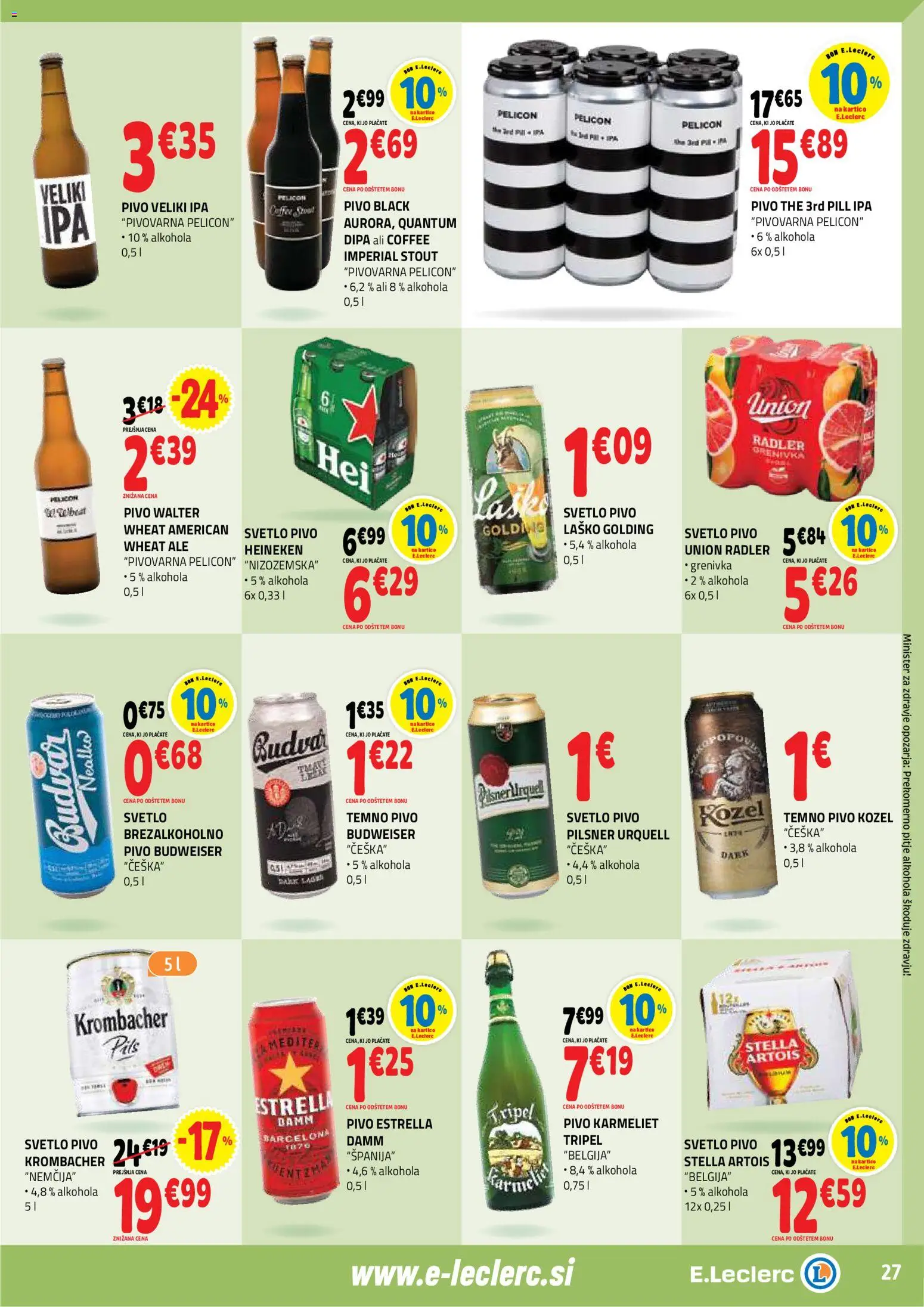 Novi E.leclerc katalog ponudbe – veljaven od 25.02.2026 | Stran: 27 | Izdelki: Falafel, Radler, Pivo, Grenivka