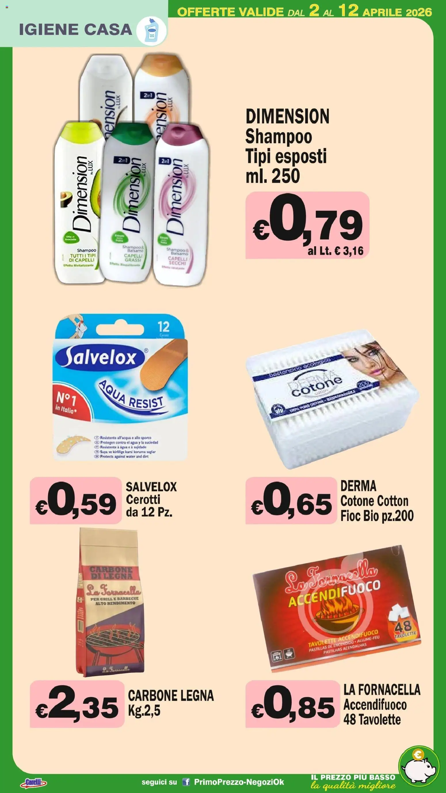 Volantino Primo Prezzo del 02.04.2026 | Pagina: 26 | Prodotti: Shampoo, Balsamo, Cerotti, Barbecue