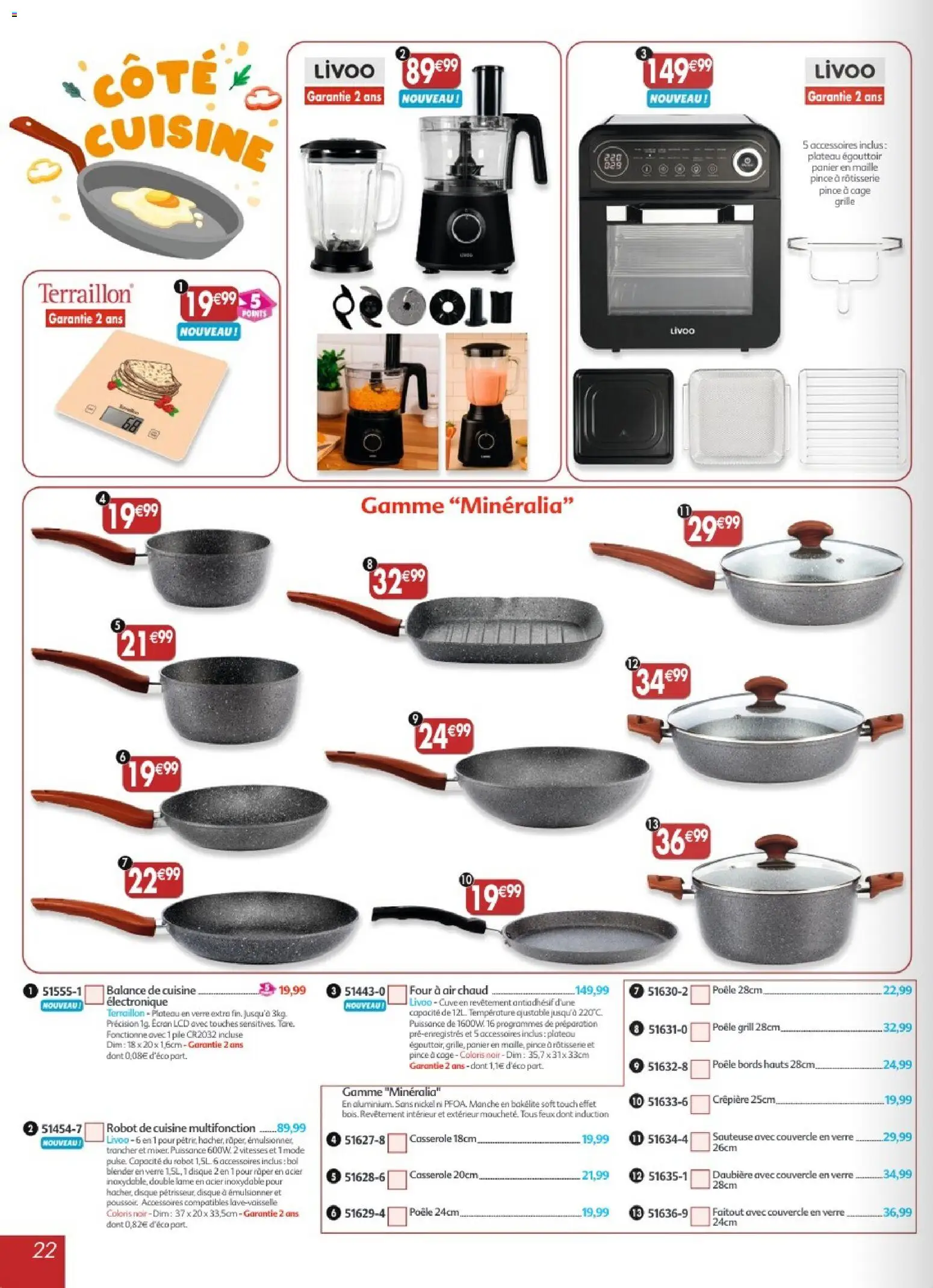 {H1} | Page: 22 | Produits: Blender, Grill, Bol, Balance de cuisine