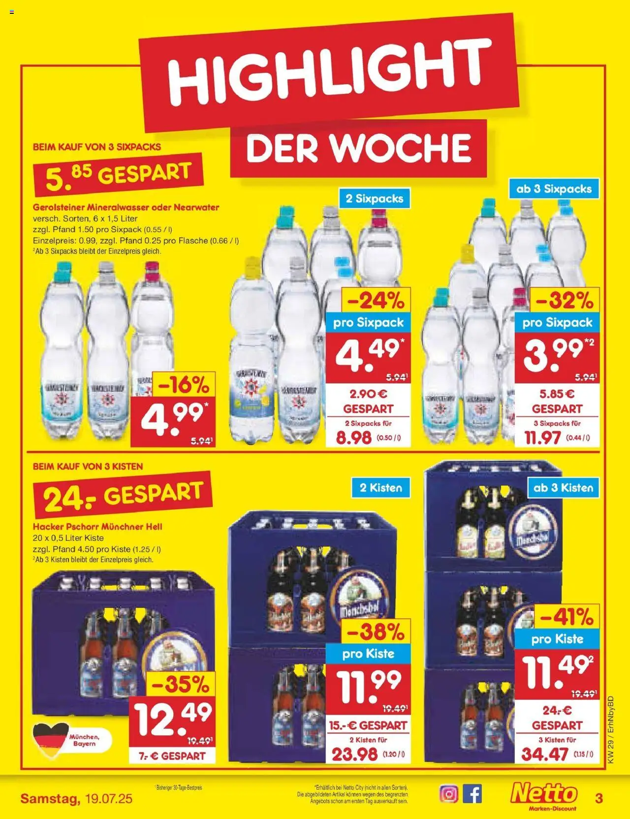 Netto Marken-Discount prospekt Ergolding	 - gültig ab dem 13.07.2025 | Seite: 3 | Produkte: Mineralwasser, Gerolsteiner
