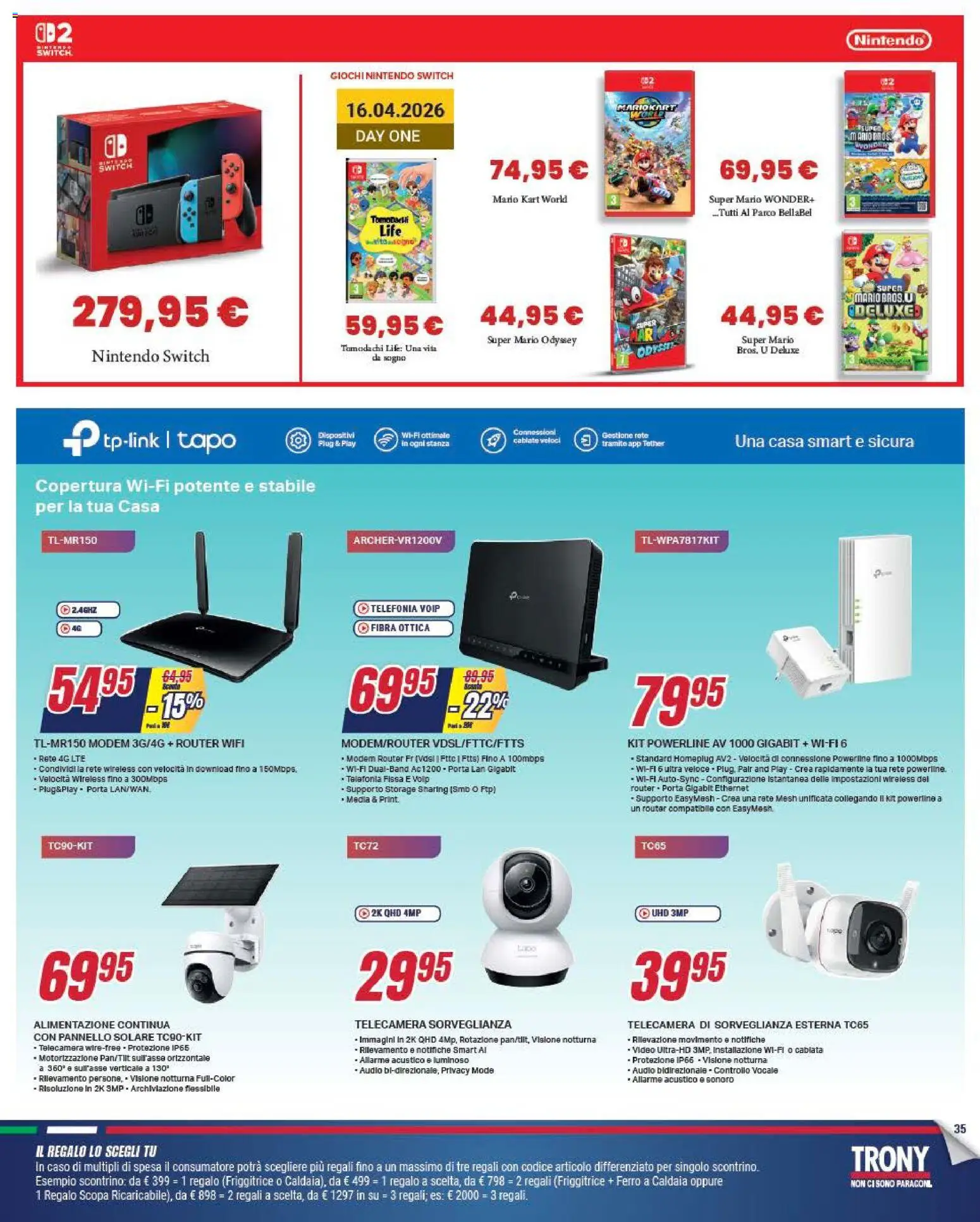 Volantino Trony del 09.04.2026 | Pagina: 35 | Prodotti: Router, Scopa, Video, Audio