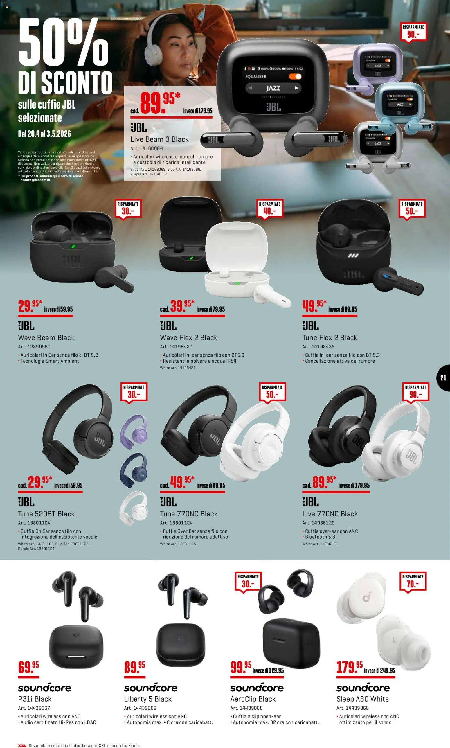 Interdiscount aktionen 20% di sconto  IT – gültig ab 27.04.2026 | Seite: 21 | Produkte: Audio