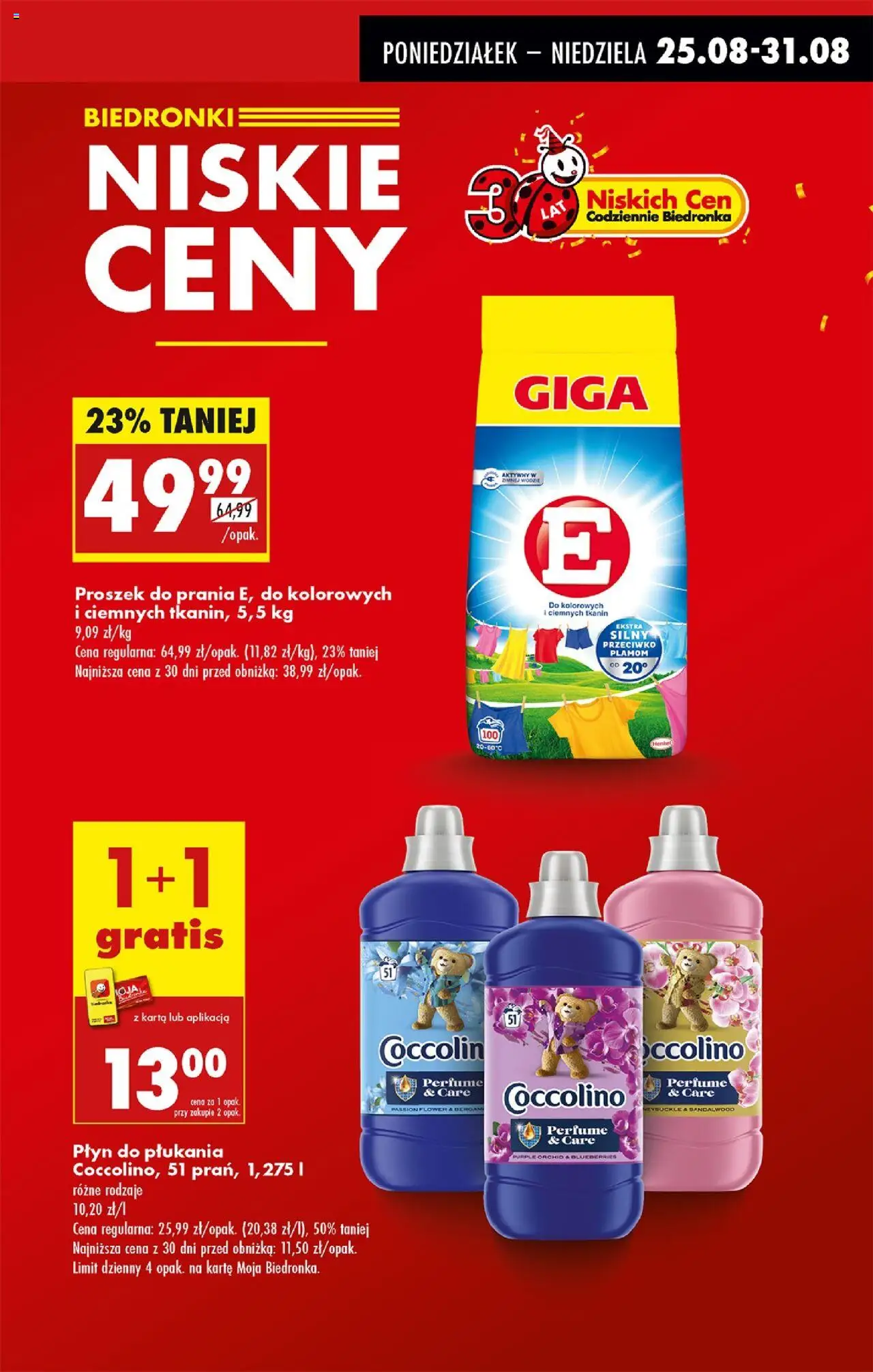 Biedronka gazetka od 25.08.2025 | Strona: 19 | Produkty: Karta, Coccolino, Proszek do prania, Detergent