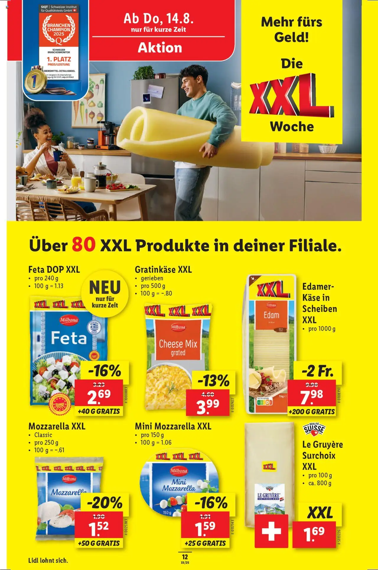 Lidl Aktionen ab 14.08.2025 | Seite: 14 | Produkte: Feta, Edamer, Käse