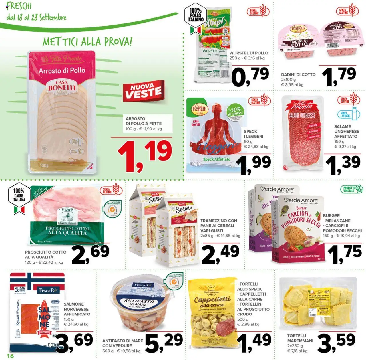 Volantino Todis del 18.09.2025 | Pagina: 16 | Prodotti: Cd, Salmone, Cereali, Prosciutto