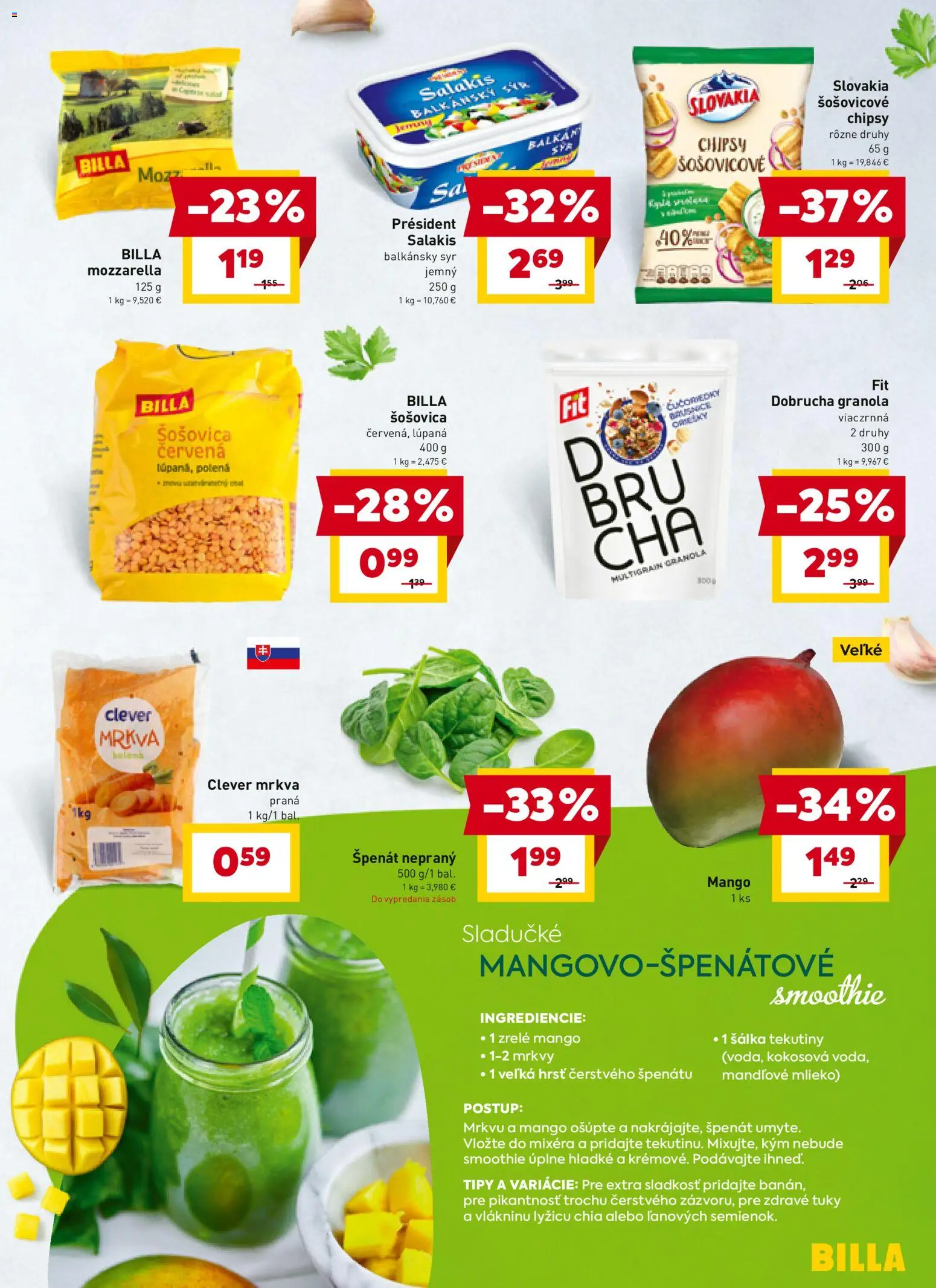 Nové Billa akcie – leták je platný od 02.01.2026 | Strana: 13 | Produkty: Syr, Šošovica, Balkánsky syr, Mango