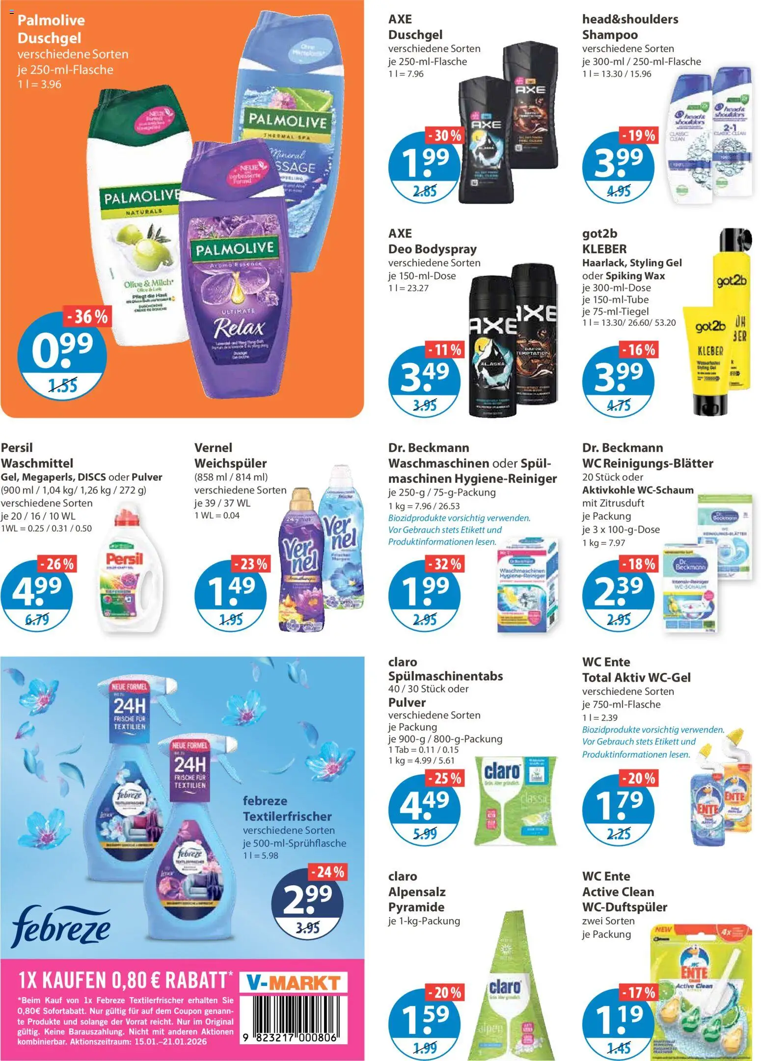 V-Markt - Hallertau / Oberpfalz – gültig ab 15.01.2026 | Seite: 10 | Produkte: Duschgel, Weichspüler, Waschmittel, Ente