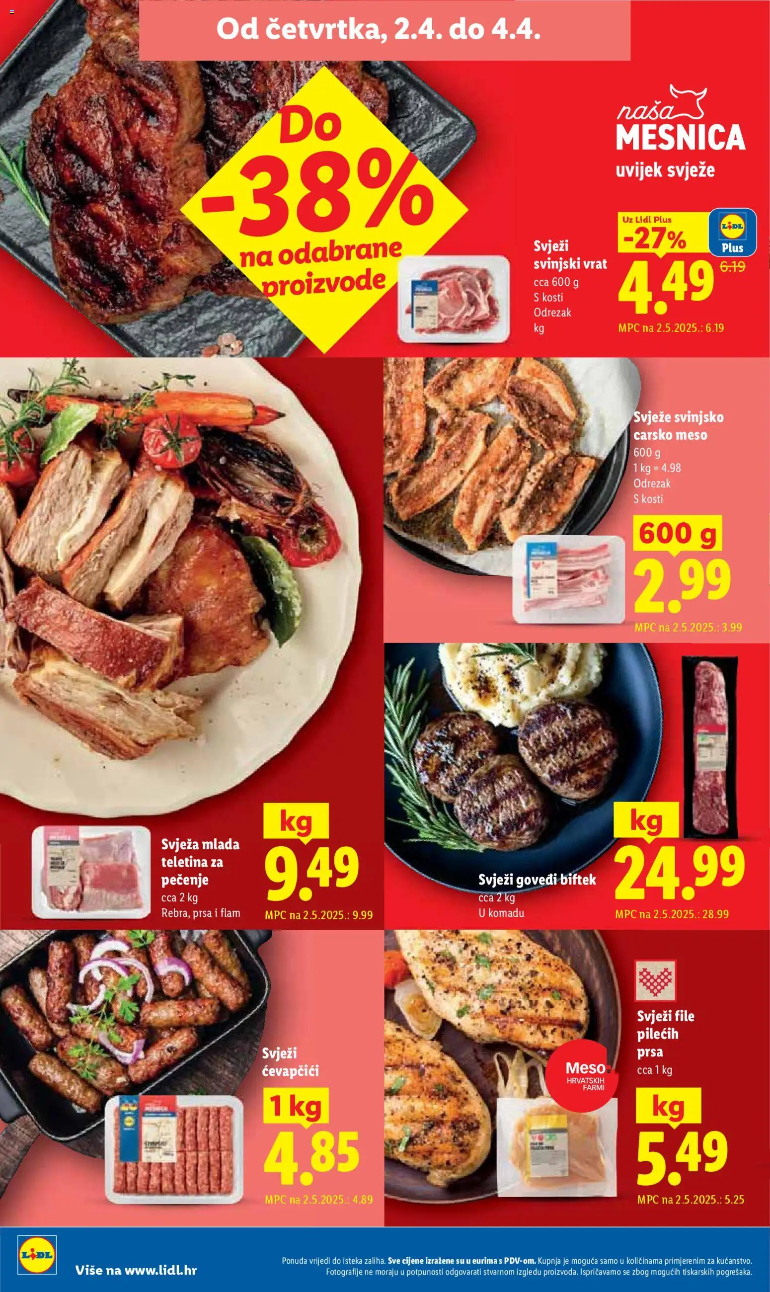 Lidl katalog | vrijedi od 30.03.2026 | Stranica: 54 | Proizvodi: Carsko meso, Svinjski vrat, Teletina, Ćevapčići