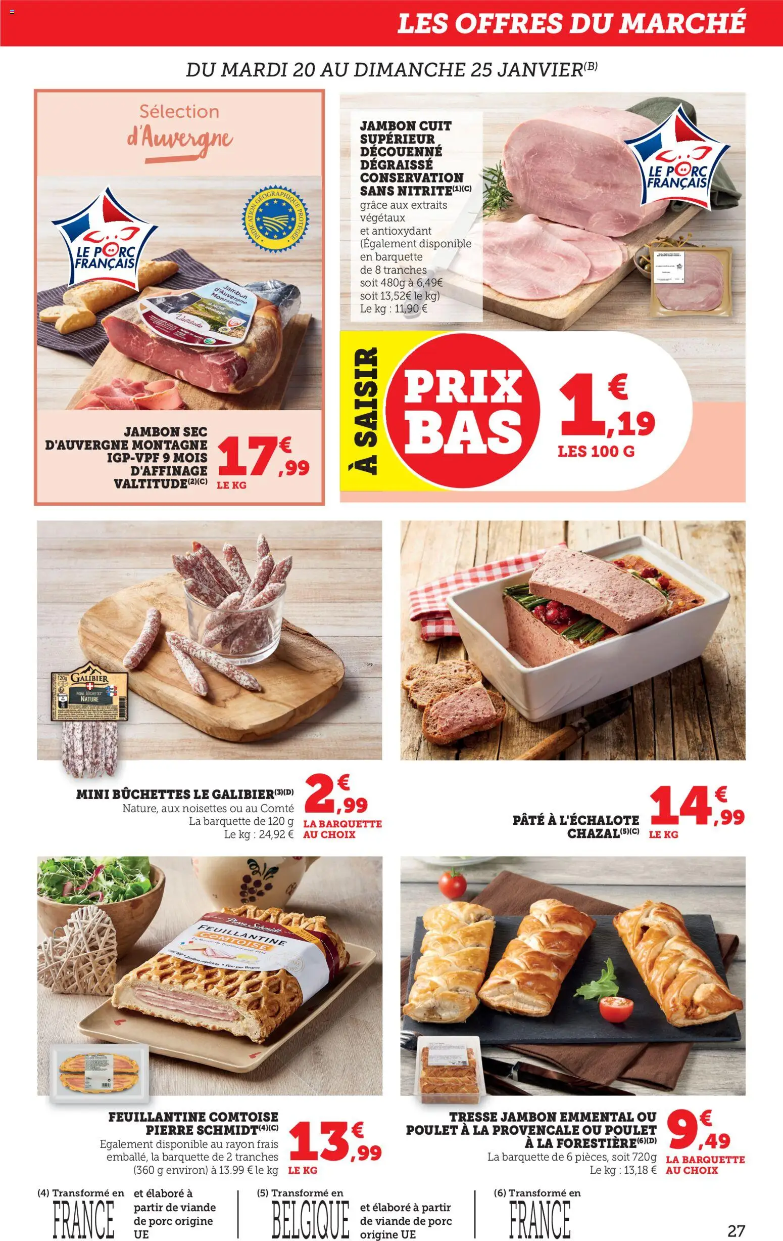 {H1} | Page: 27 | Produits: Noisettes, Emmental, Jambon, Porc