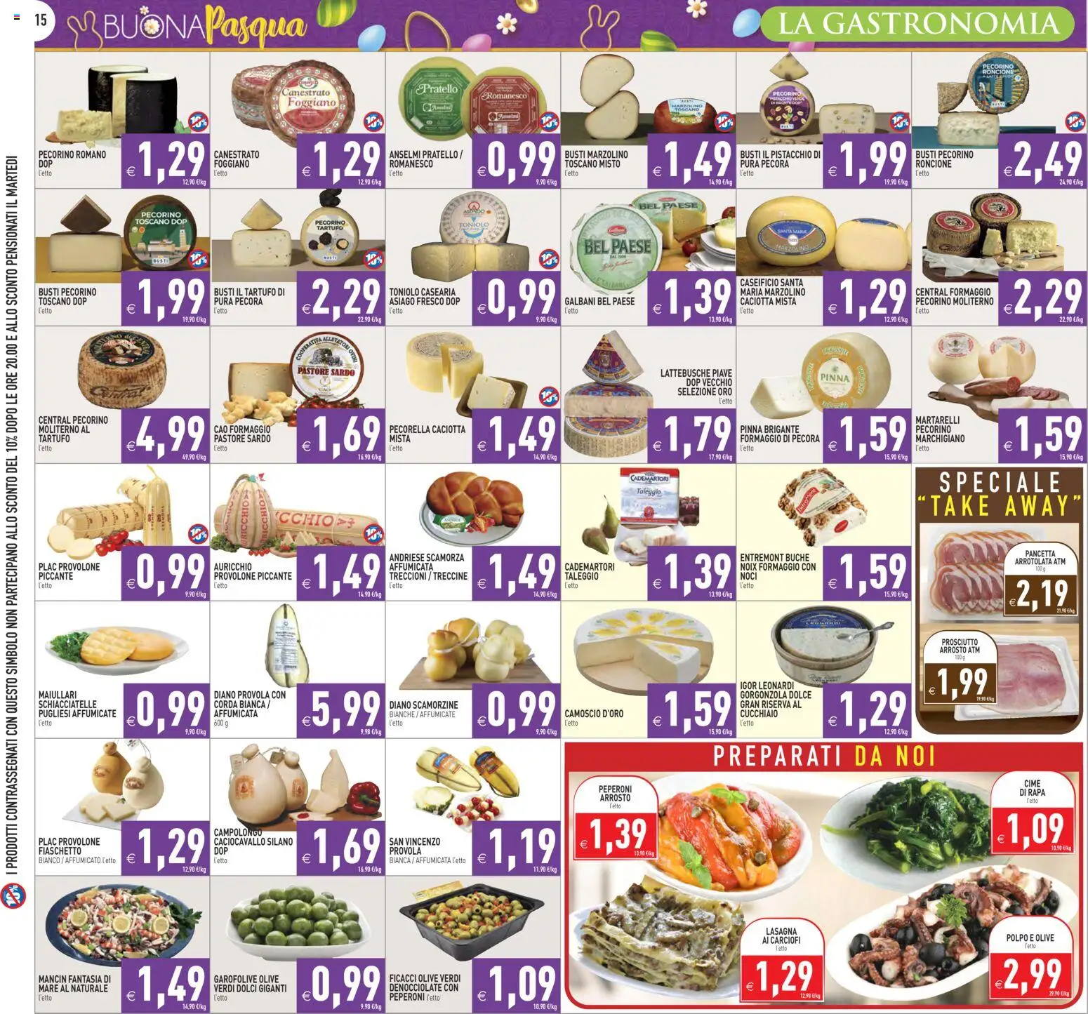 Volantino PIM Supermercati del 27.03.2026 | Pagina: 15 | Prodotti: Provolone, Polpo, Formaggio, Lasagna