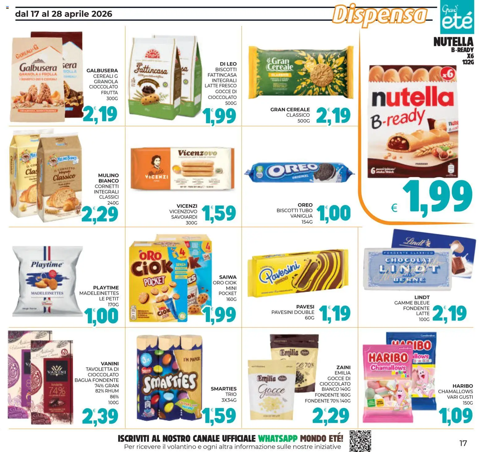 Volantino Eté del 17.04.2026 | Pagina: 17 | Prodotti: Cioccolato, Biscotti, Frutta, Tubo