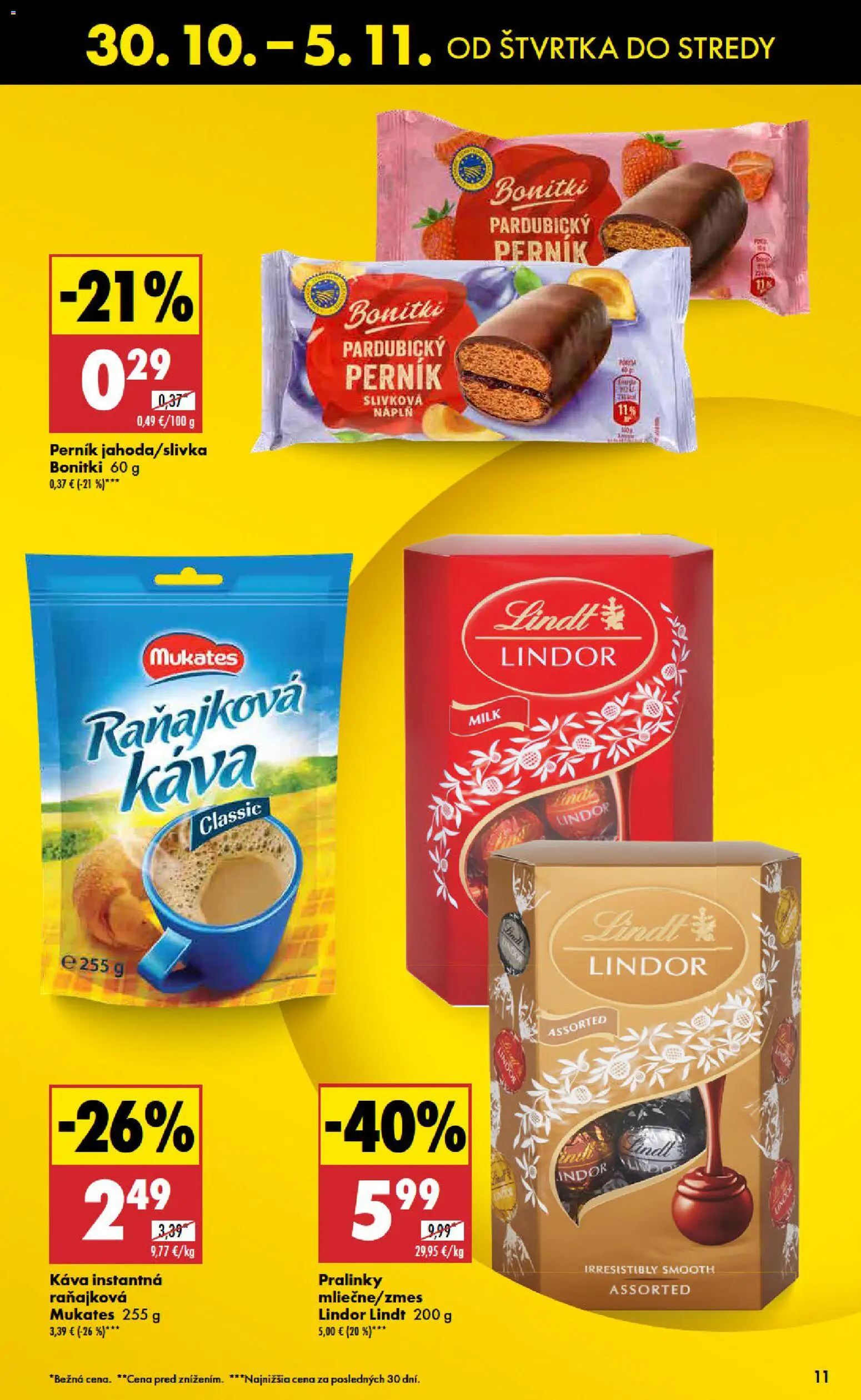 Nové Biedronka akcie – leták je platný od 30.10.2025 | Strana: 11 | Produkty: Káva, Lindor, Lindt