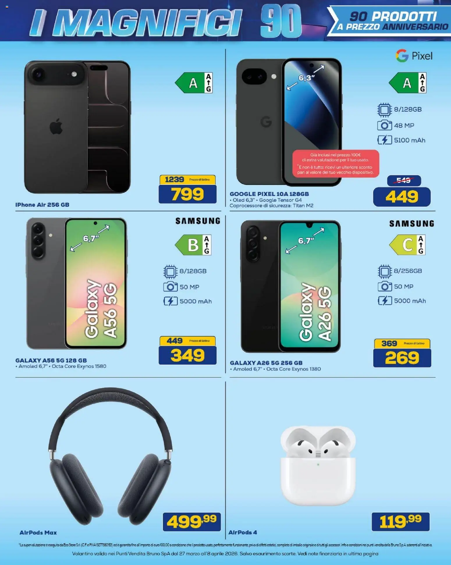 Volantino BRUNO del 27.03.2026 | Pagina: 2 | Prodotti: Iphone, Airpods, Samsung
