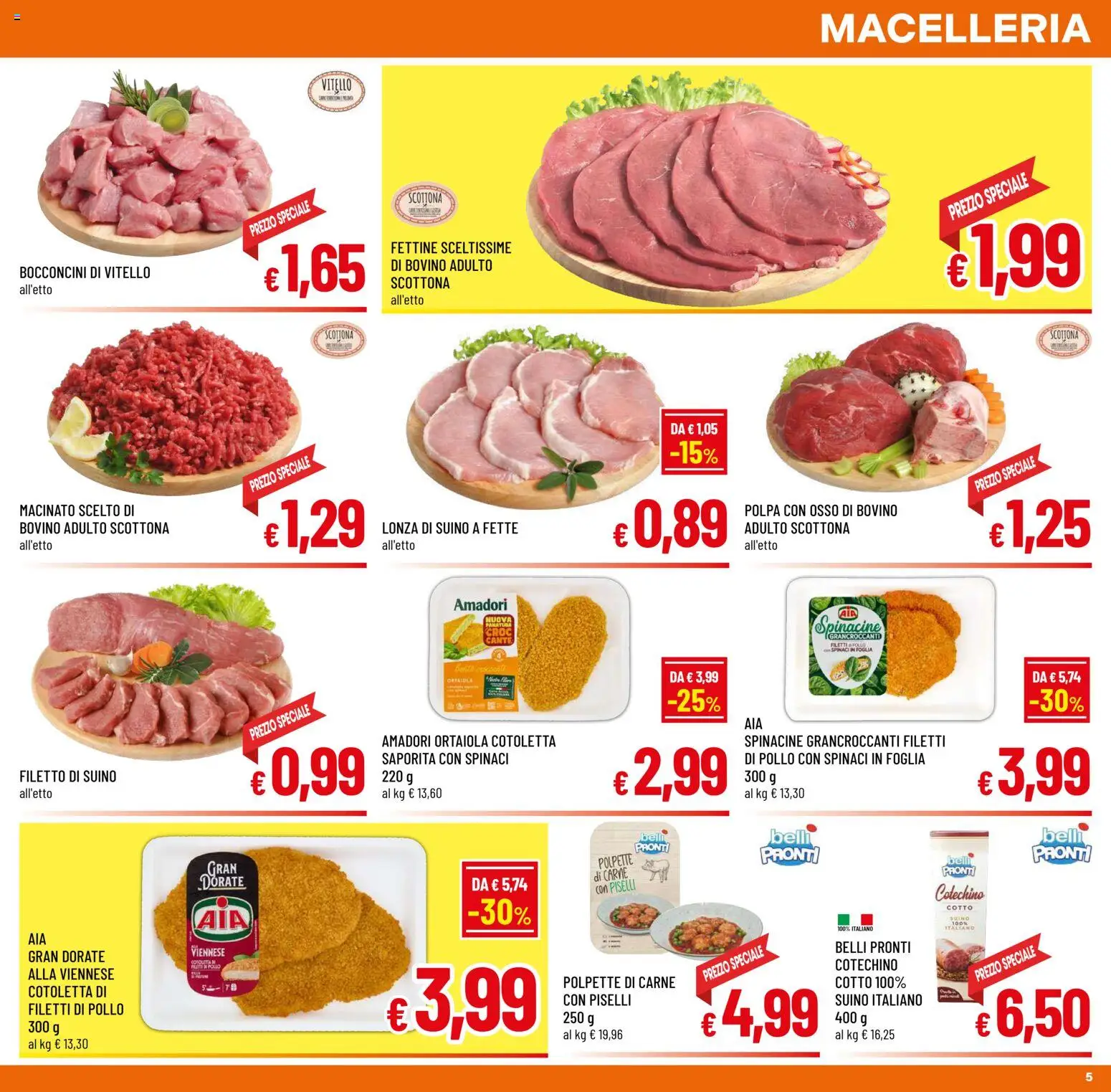 Volantino A&O del 28.01.2026 | Pagina: 5 | Prodotti: Spinaci, Polpette, Cotechino, Macinato