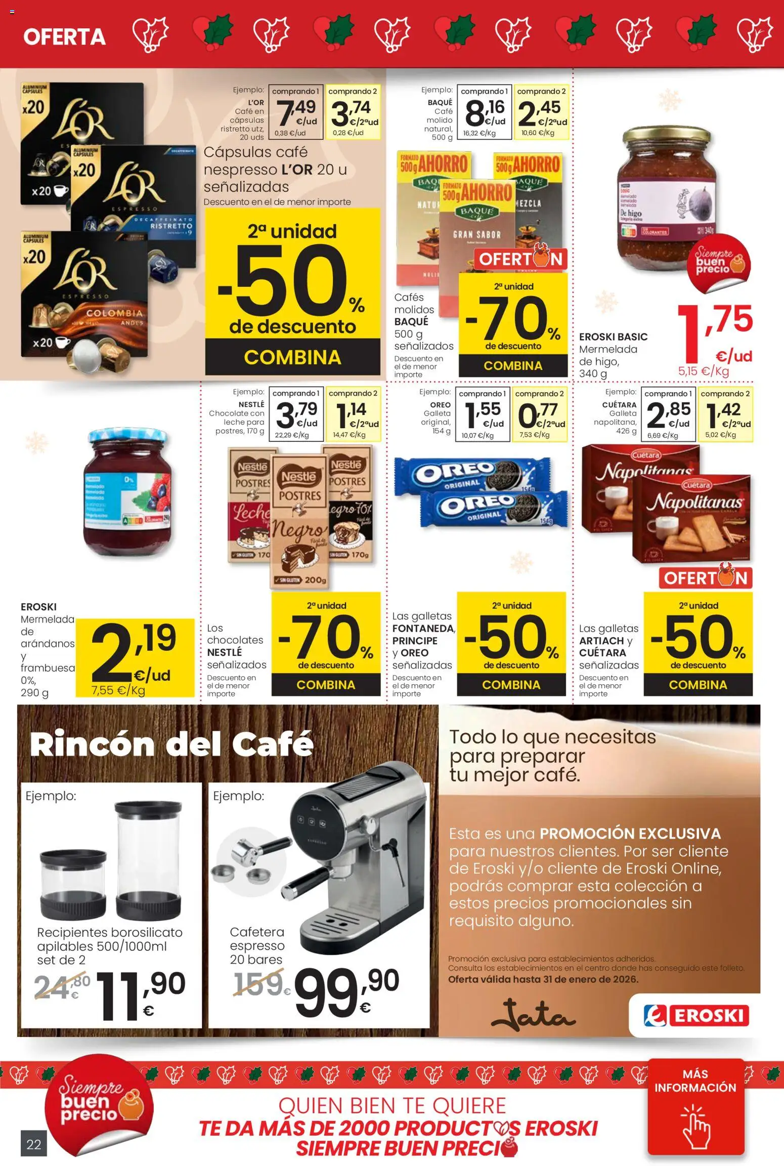 Eroski - Center │ válido desde el 18.12.2025 | Página: 22 | Productos: Leche, Café, Chocolate, Té