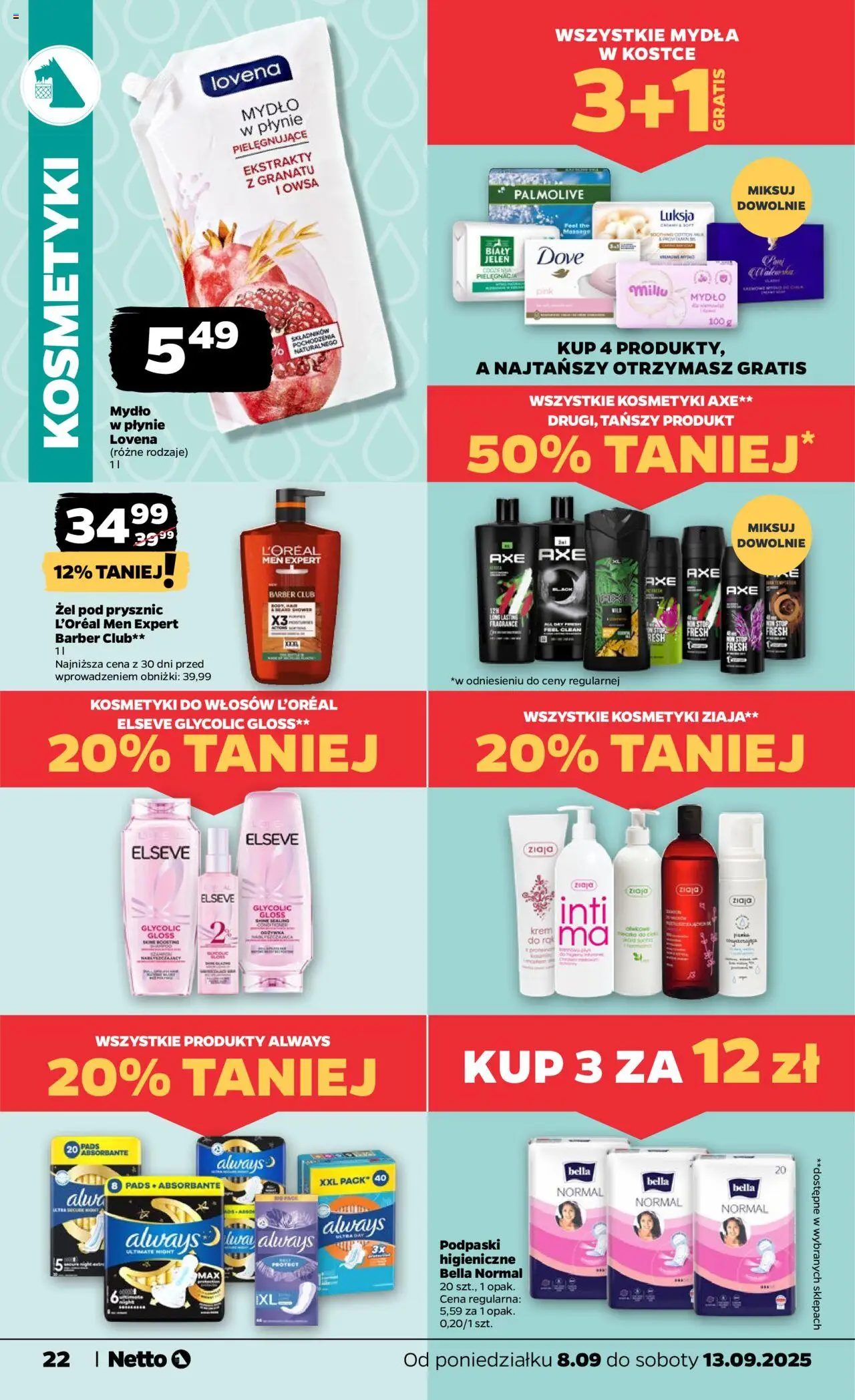 Netto gazetka - Spożywcza od 08.09.2025 | Strona: 22 | Produkty: Kosmetyki, Prysznic, Jeleń, Mydło
