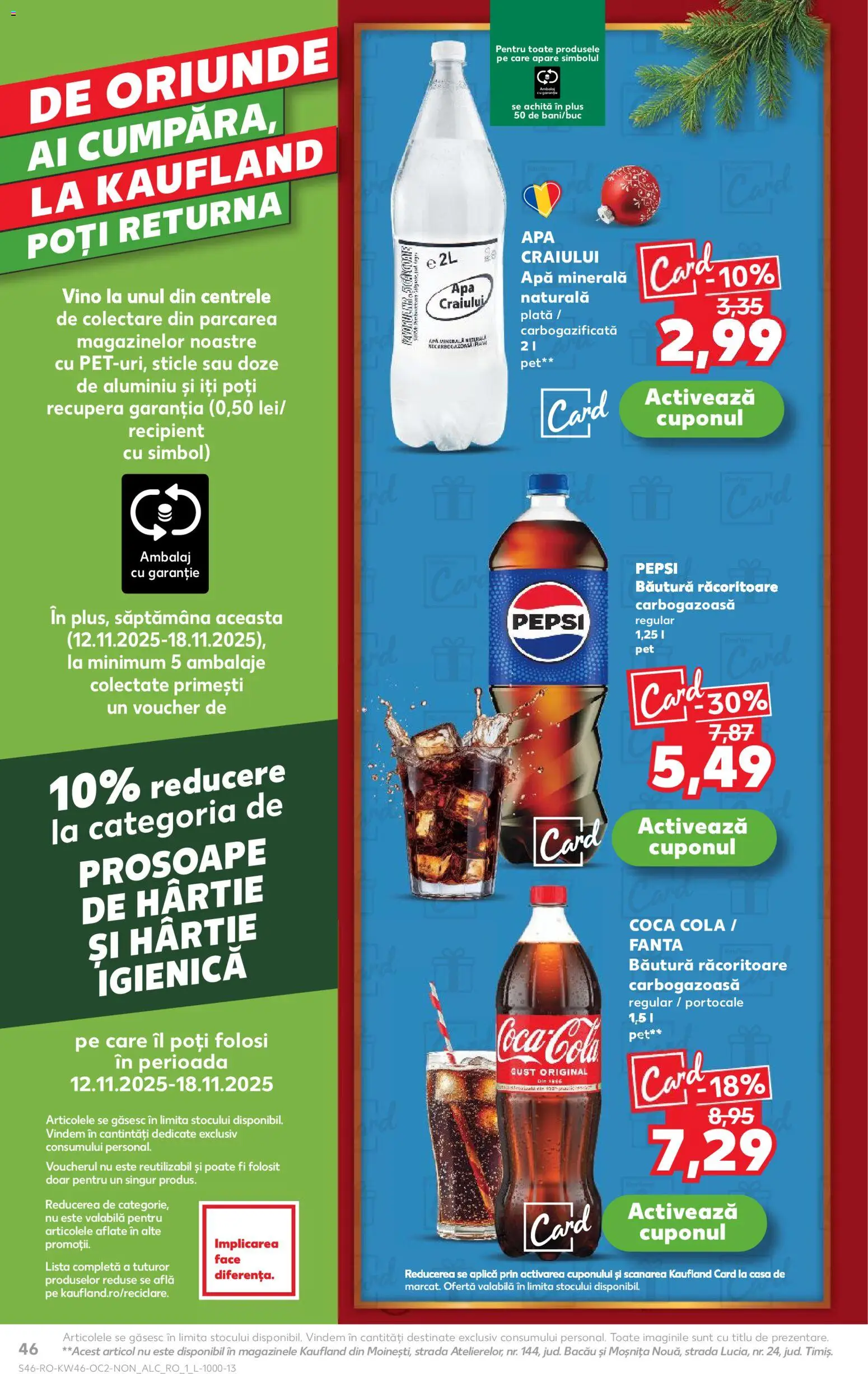 Noul catalog Kaufland – valabil de la 12.11.2025 | Pagină: 46 | Produse: Yazı tahtası kalemi, Amerikan servis, Portocale, Apă