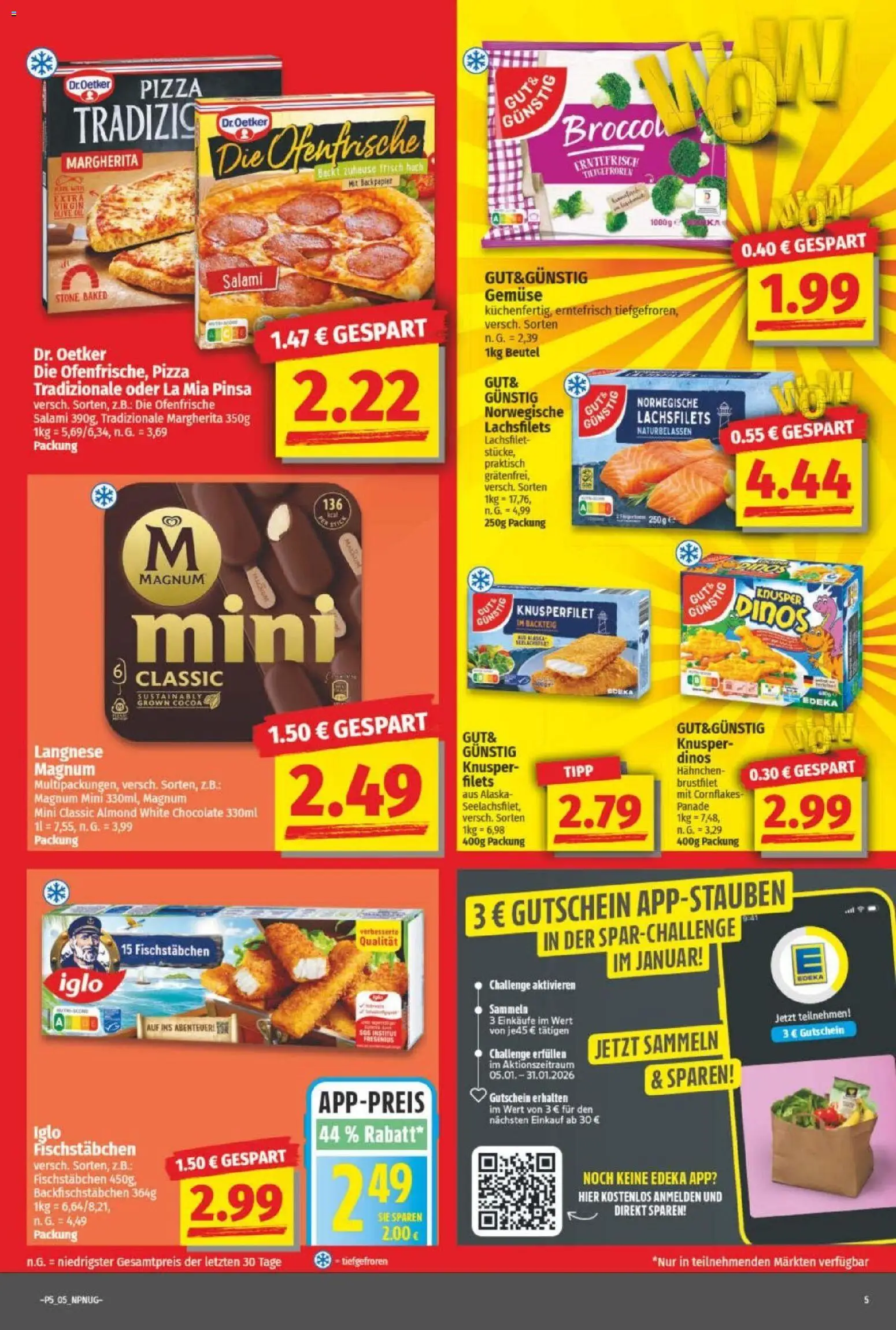 NP Discount Prospekt – gültig ab 26.01.2026 | Seite: 5 | Produkte: Hahnchen, Ofenfrische, Fischstabchen, Pizza