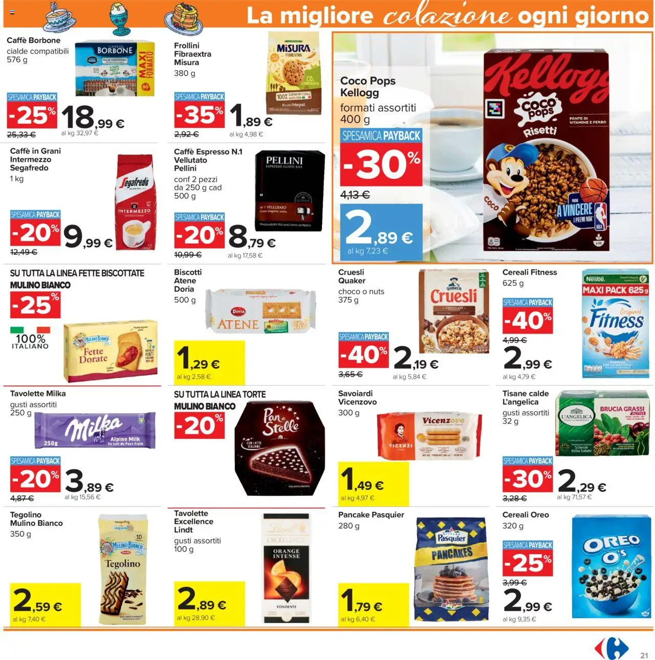 Volantino Carrefour del 05.09.2025 | Pagina: 21 | Prodotti: Cereali, Caffè in grani, Savoiardi, Frollini