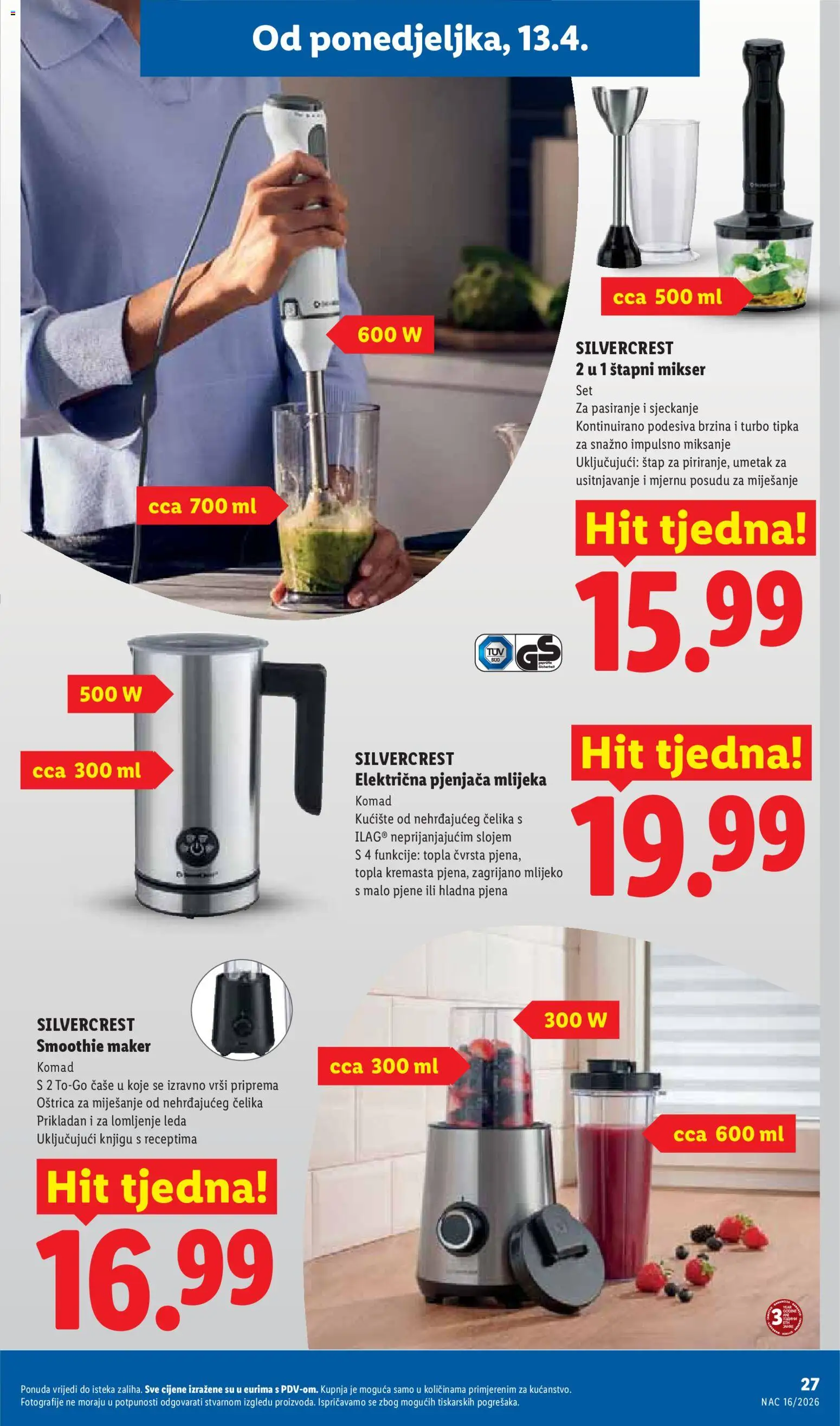 Lidl katalog | vrijedi od 13.04.2026 | Stranica: 27 | Proizvodi: Mikser, Štapni mikser, Smoothie, Blender