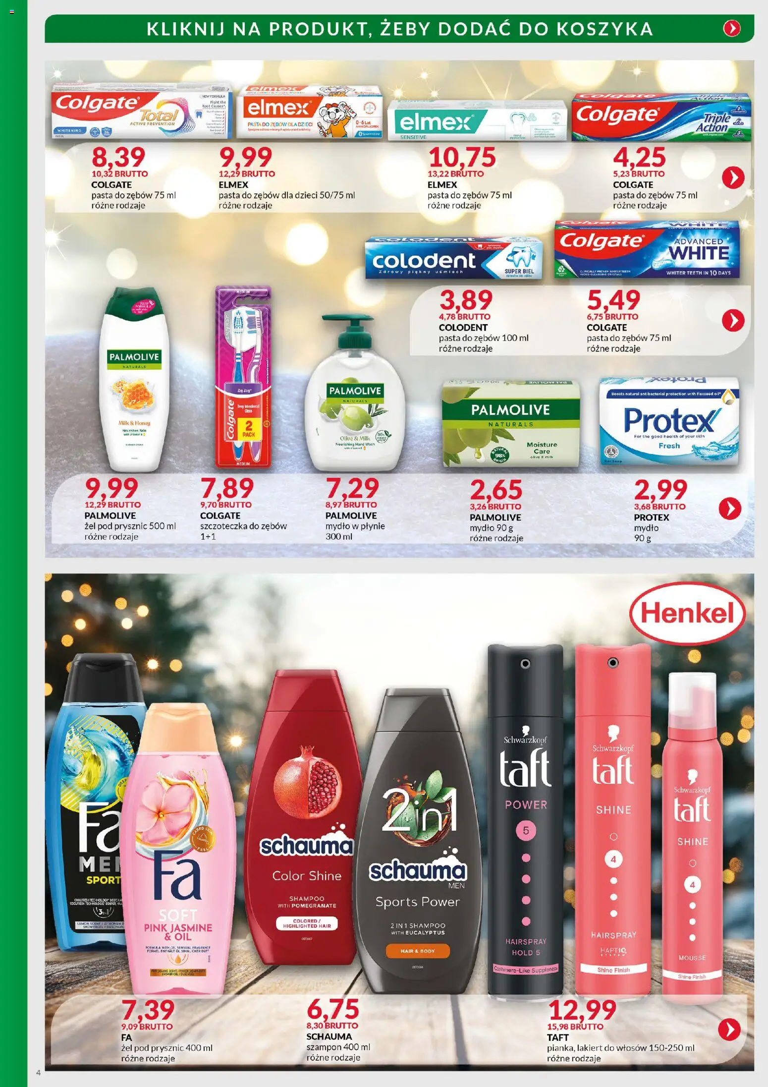 Eurocash Gazetka - Boże Narodzenie Sprzątanie od 03.11.2025 | Strona: 4 | Produkty: Prysznic, Mydło, Pasta do zębów, Szczoteczka do zębów