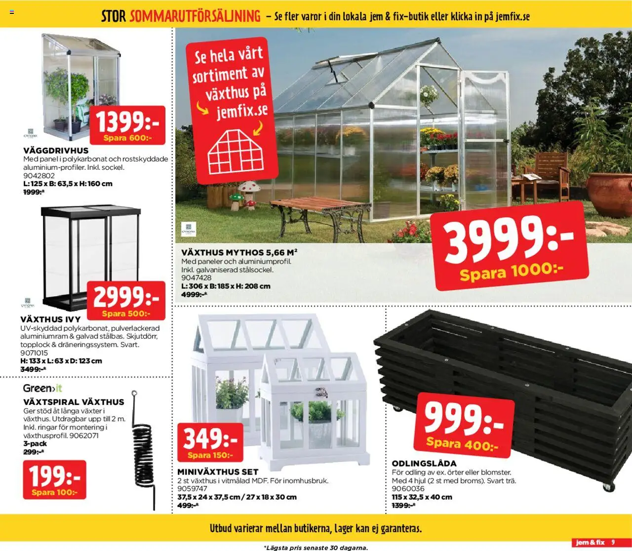 Jem & Fix reklamblad aktuell från 04.08.2025 | Sida: 9 | Produkter: Växthus, Odlingslåda, Set