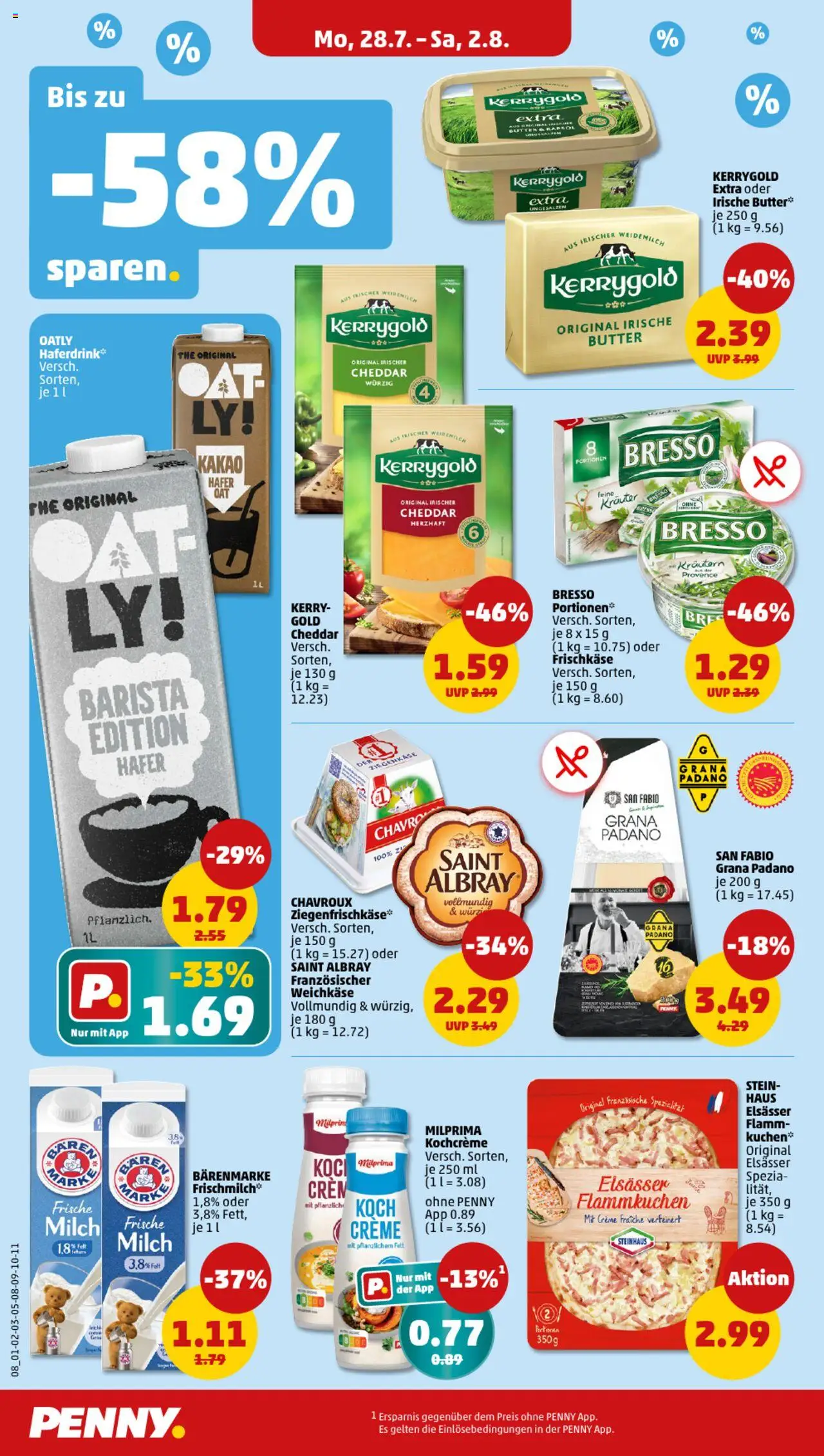 Penny Prospekt 	 - gültig ab dem 28.07.2025 | Seite: 8 | Produkte: Ziegenkäse, Bresso, Haferdrink, Kuchen