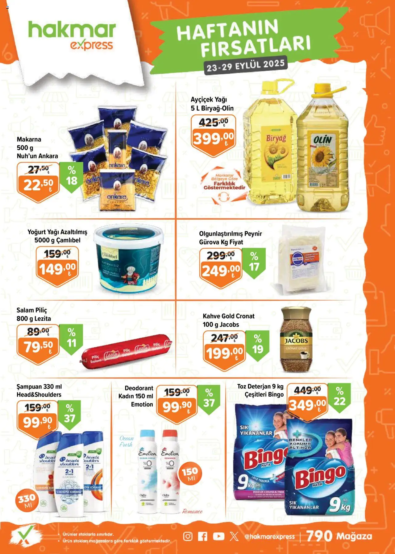 Hakmar Express Katalog - 23.09.2025 tarihinden itibaren geçerlidir | Sayfa: 1 | Ürünler: Şampuan, Deodorant, Salam, Makarna