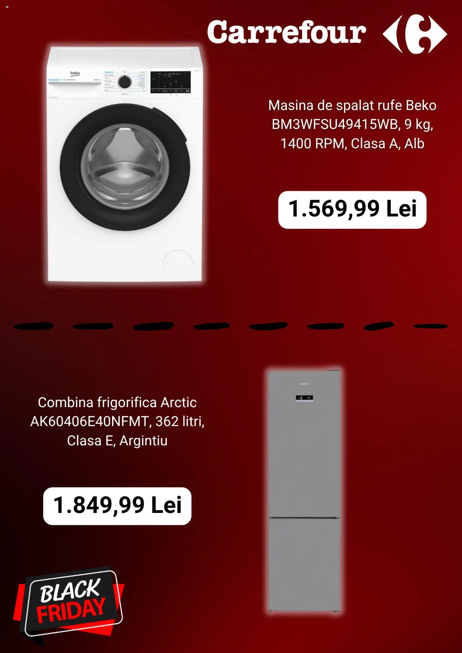 Noul catalog Carrefour – valabil de la 22.10.2025 | Pagină: 5 | Produse: Mașină De Spălat, Combină frigorifică