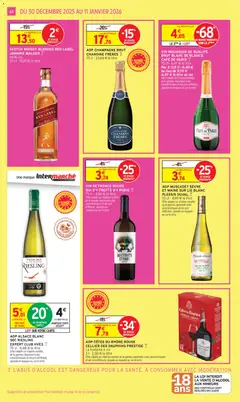 Intermarché - Prévisualisation de VIN MOUSSEUX DE QUALITÉ BRUT BLANC DE BLANCS CAFÉ DE PARIS, 75 cl - 6,47 € le litre, Par 2 (1,5 l) : 6,40 € au lieu de 9,70 €, 4,27 € le litre au lot valide à partir de 30.12.2025 | Page: 44 | Produits: Whisky, Champagne brut, Champagne, Café