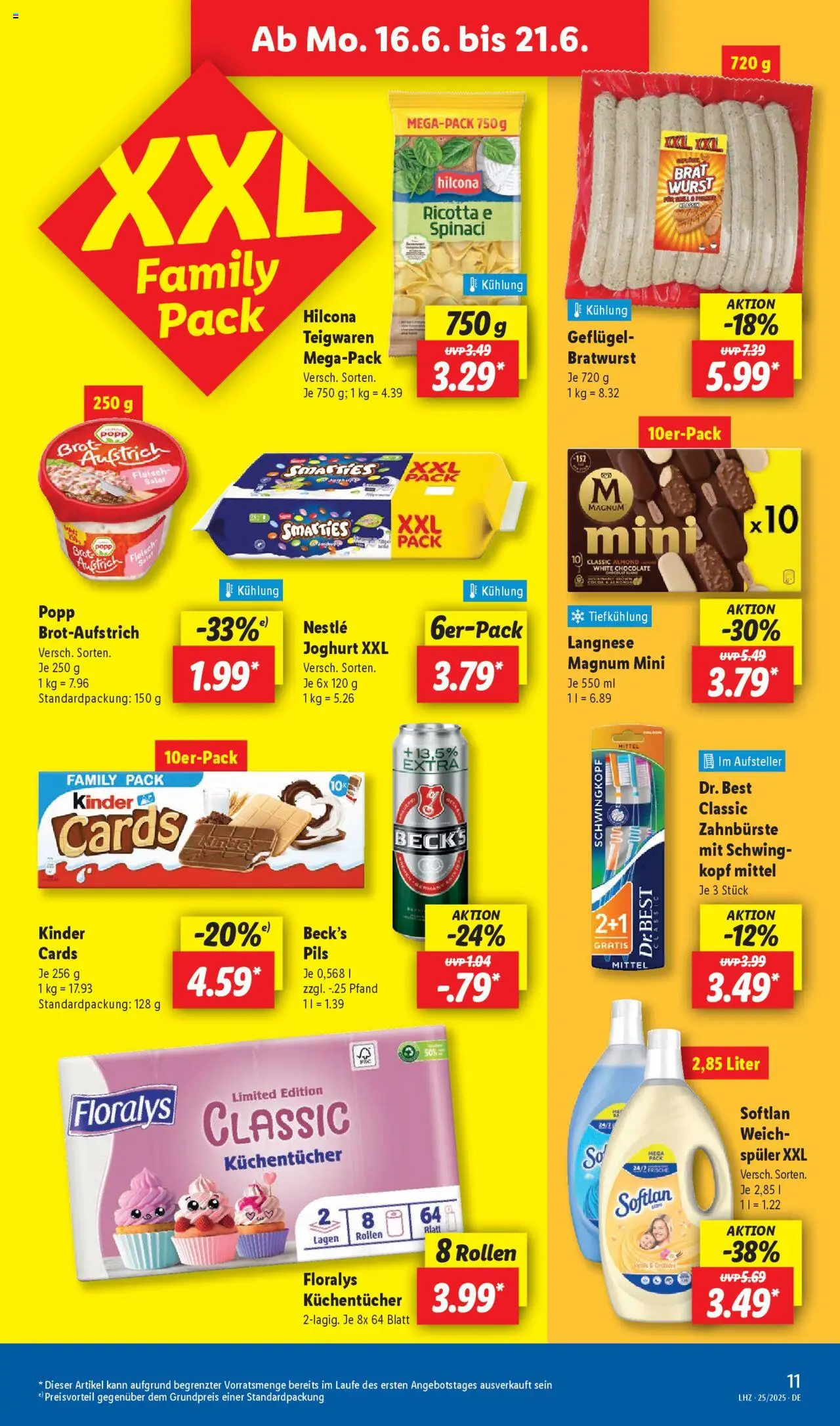 Lidl Prospekt 	 - gültig ab dem 16.06.2025 | Seite: 13 | Produkte: Langnese, Zahnbürste, Fleisch, Salat