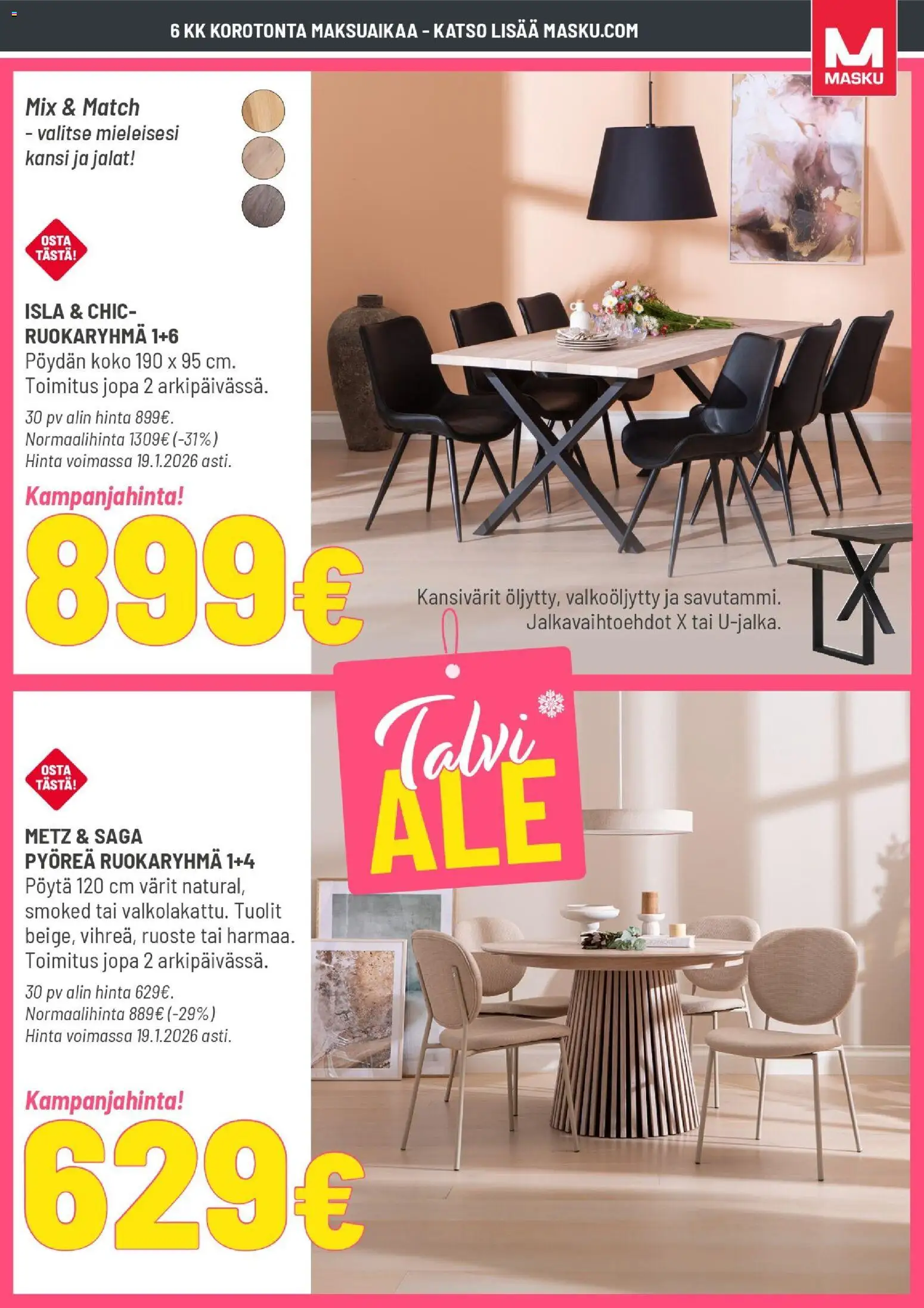 Masku tarjoukset – voimassa 05.01.2026 alkaen | Sivu: 13 | Tuotteet: Ruokaryhmä, Kansi, Pöytä