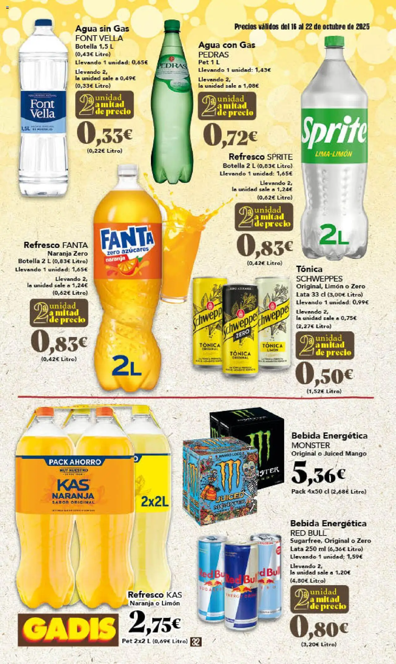 Gadis folleto │ válido desde el 16.10.2025 | Página: 32 | Productos: Agua con gas, Πρίζες, Ρούτερ