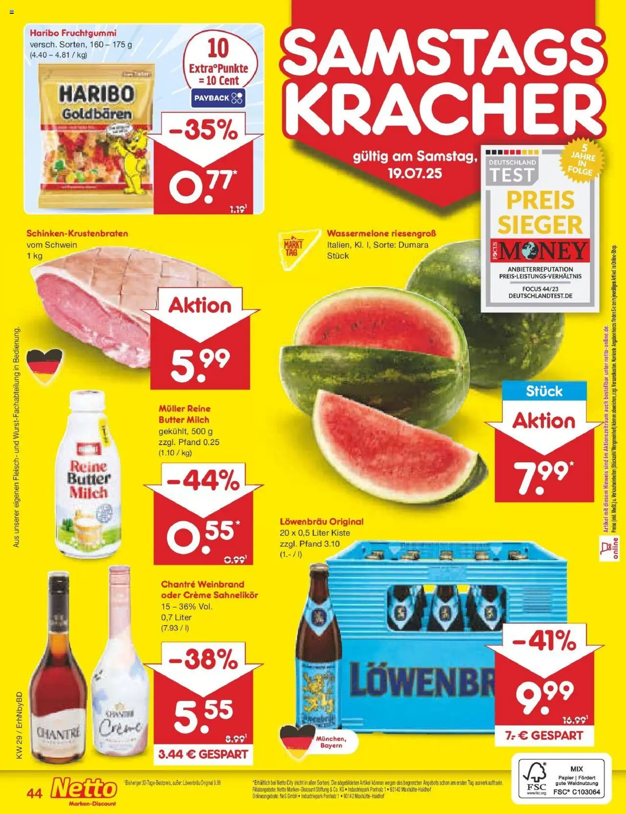 Netto Marken-Discount prospekt Ergolding	 - gültig ab dem 13.07.2025 | Seite: 66 | Produkte: Haribo, Milch, Chantré, Wassermelone
