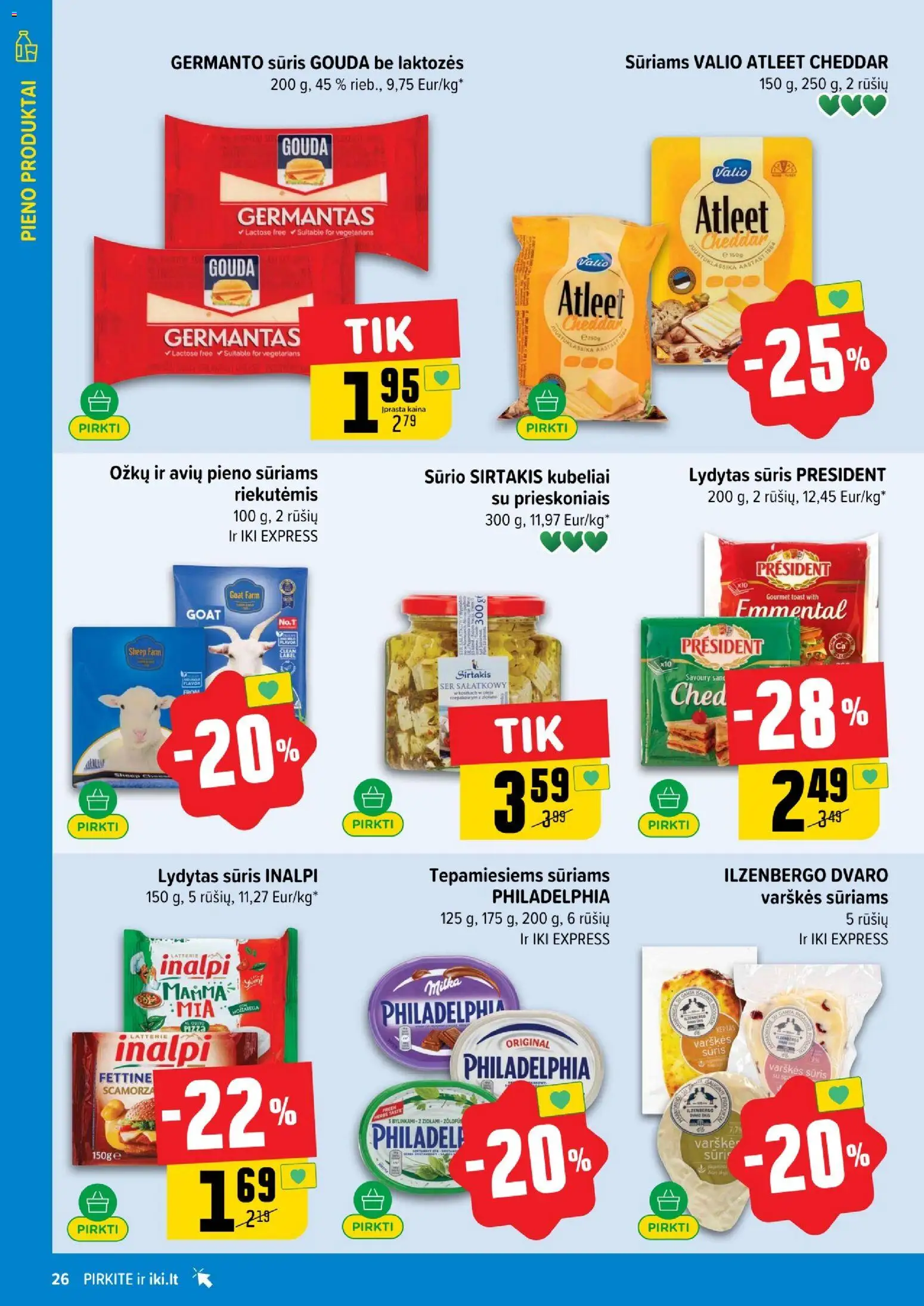 IKI akcijos nuo 02.02.2026 | Puslapis: 26 | Prekių: Varškės sūris, Sūris, Varškė, Lydytas sūris