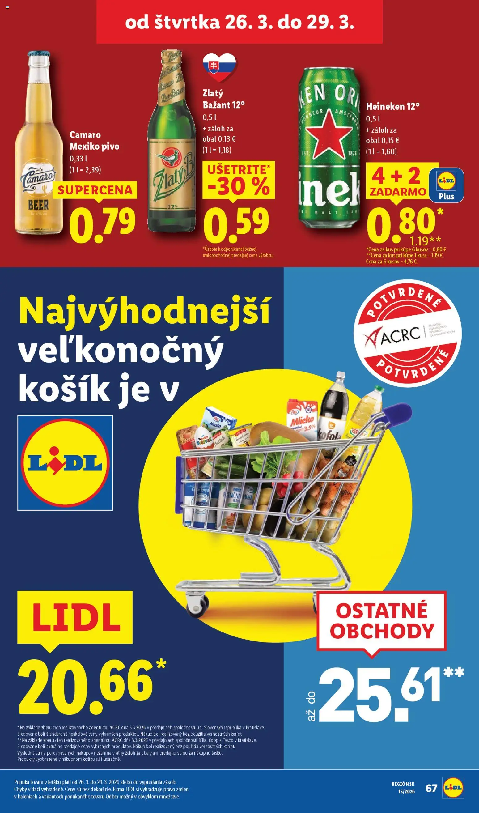 Nové Lidl akcie – leták je platný od 23.03.2026 | Strana: 78 | Produkty: Mlieko, Pivo, Kofola, Zlatý Bažant