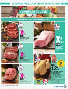 E.Leclerc - Prévisualisation de PORC : LONGE SANS OS SANS FILET MIGNON A ROTIR (1), Caissette d'un kilo minimum. valide à partir de 09.12.2025 | Page: 11 | Produits: Plateau, Viande, Filet mignon, Viande bovine