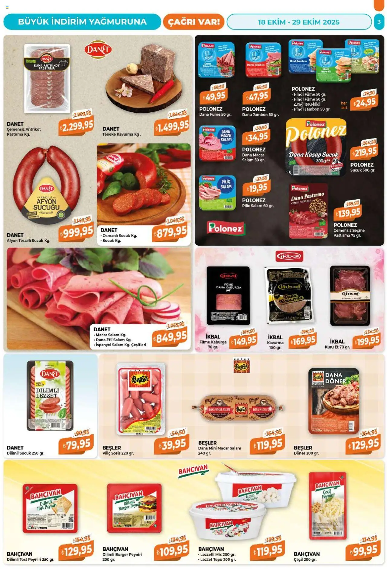 Çağrı Market Katalog - 18.10.2025 tarihinden itibaren geçerlidir | Sayfa: 3 | Ürünler: Sosis, Piliç, Dana füme, Sucuk