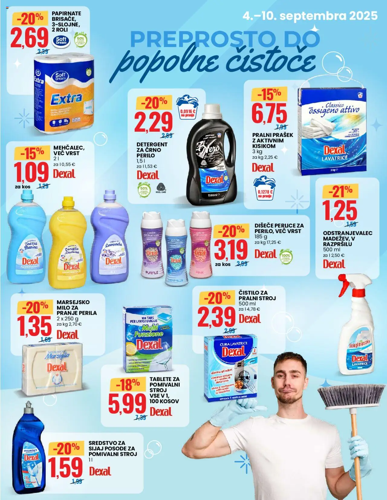 Novi Eurospin katalog ponudbe – veljaven od 04.09.2025 | Stran: 7 | Izdelki: Prašek, Pralni prašek, Kos, Tablete za pomivalni stroj