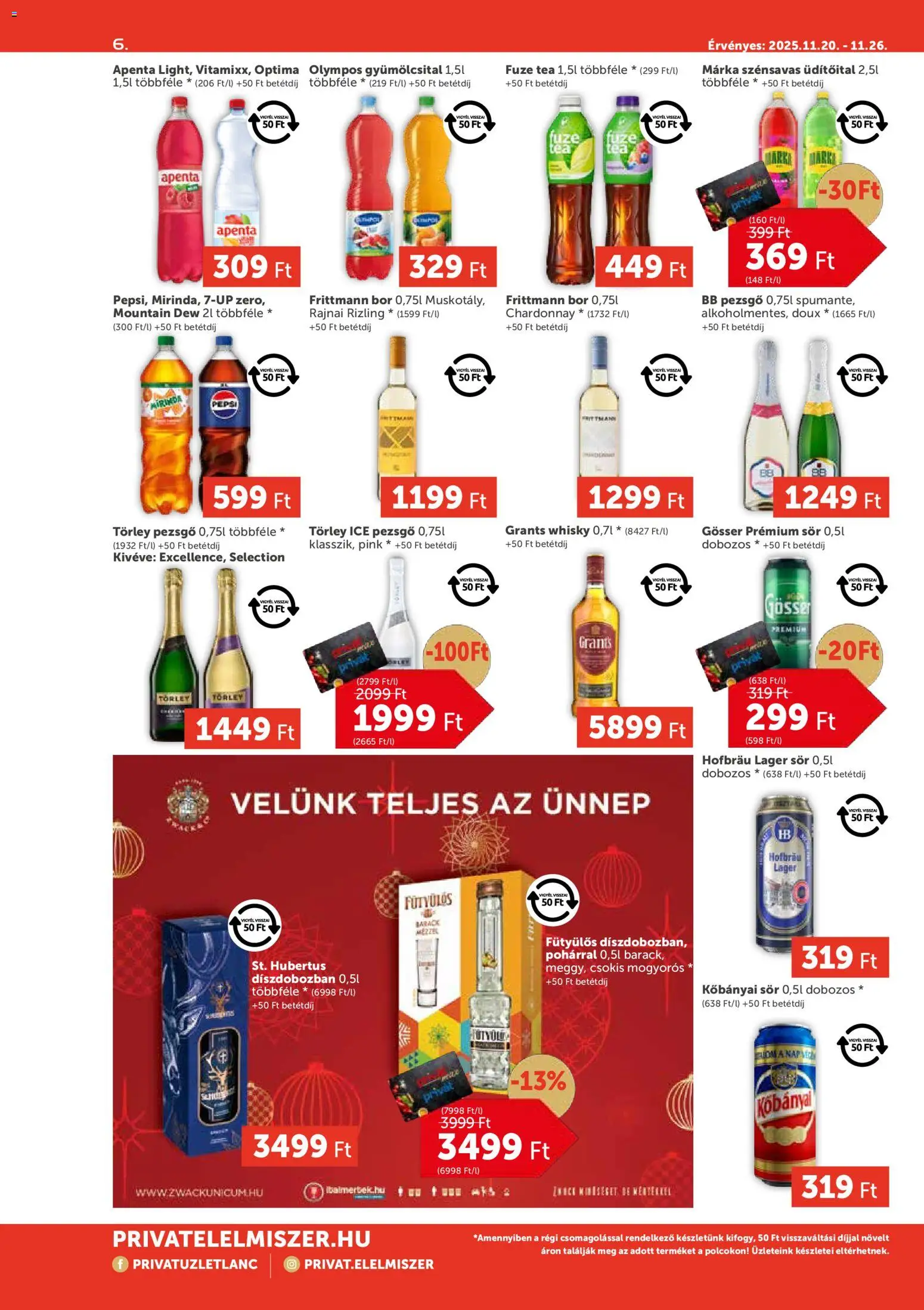 PRIVÁT akciós ujság - amely érvényes a következő dátumtól: 20.11.2025 | Oldal: 6 | Termékek: Gyümölcsital, Pezsgő, Gösser, Só