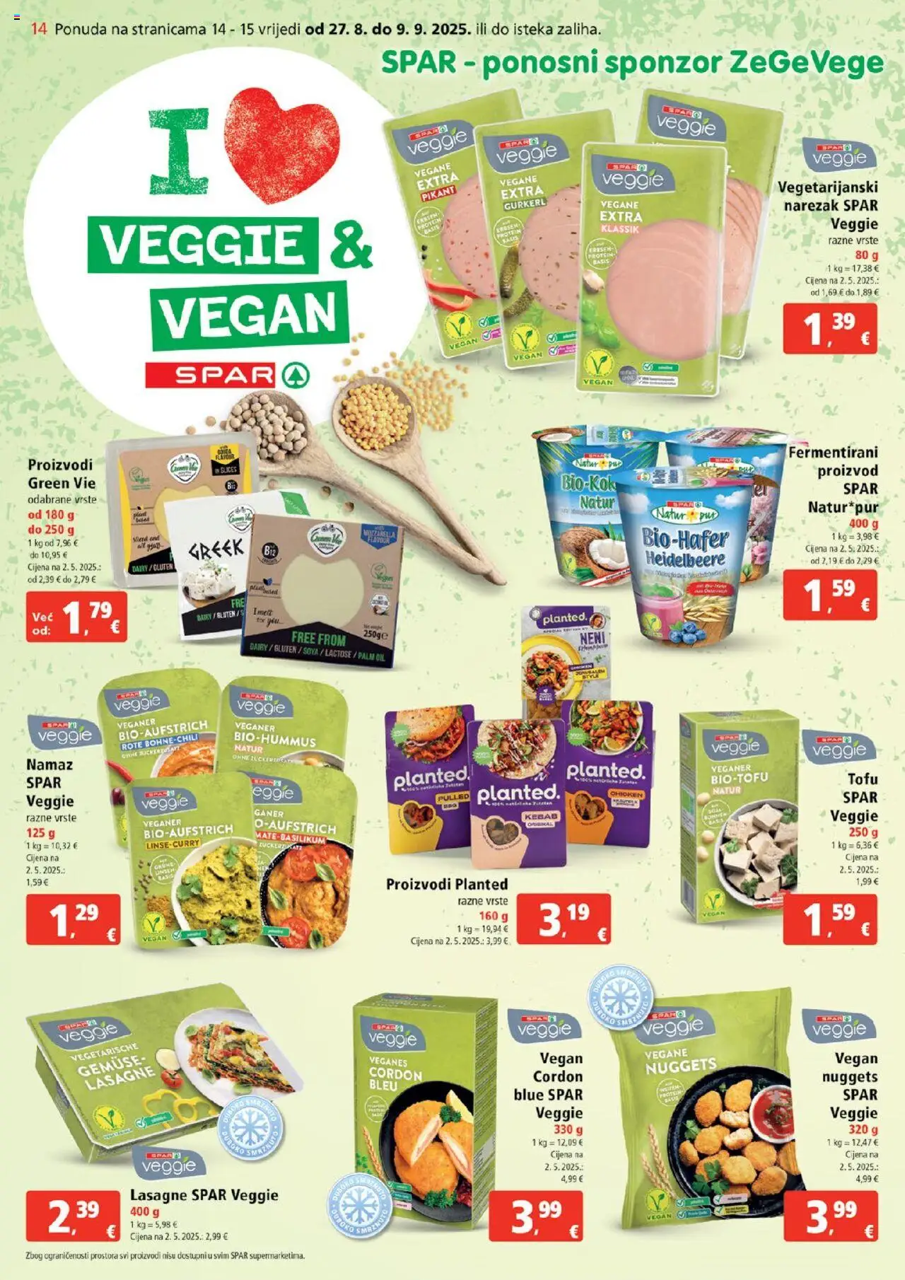 Spar katalog | vrijedi od 27.08.2025 | Stranica: 14 | Proizvodi: Lasagne, Narezak, Tofu, Namaz
