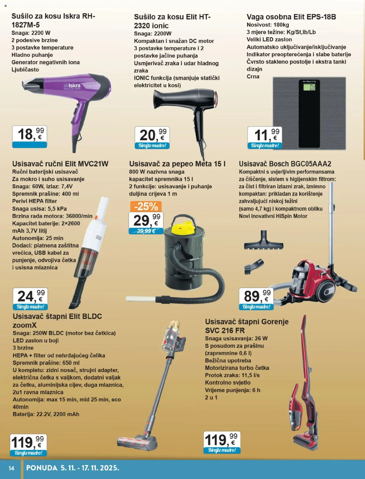 KTC katalog | vrijedi od 05.11.2025 | Stranica: 14 | Proizvodi: Usisavač, Sušilo za kosu, Četka, USB