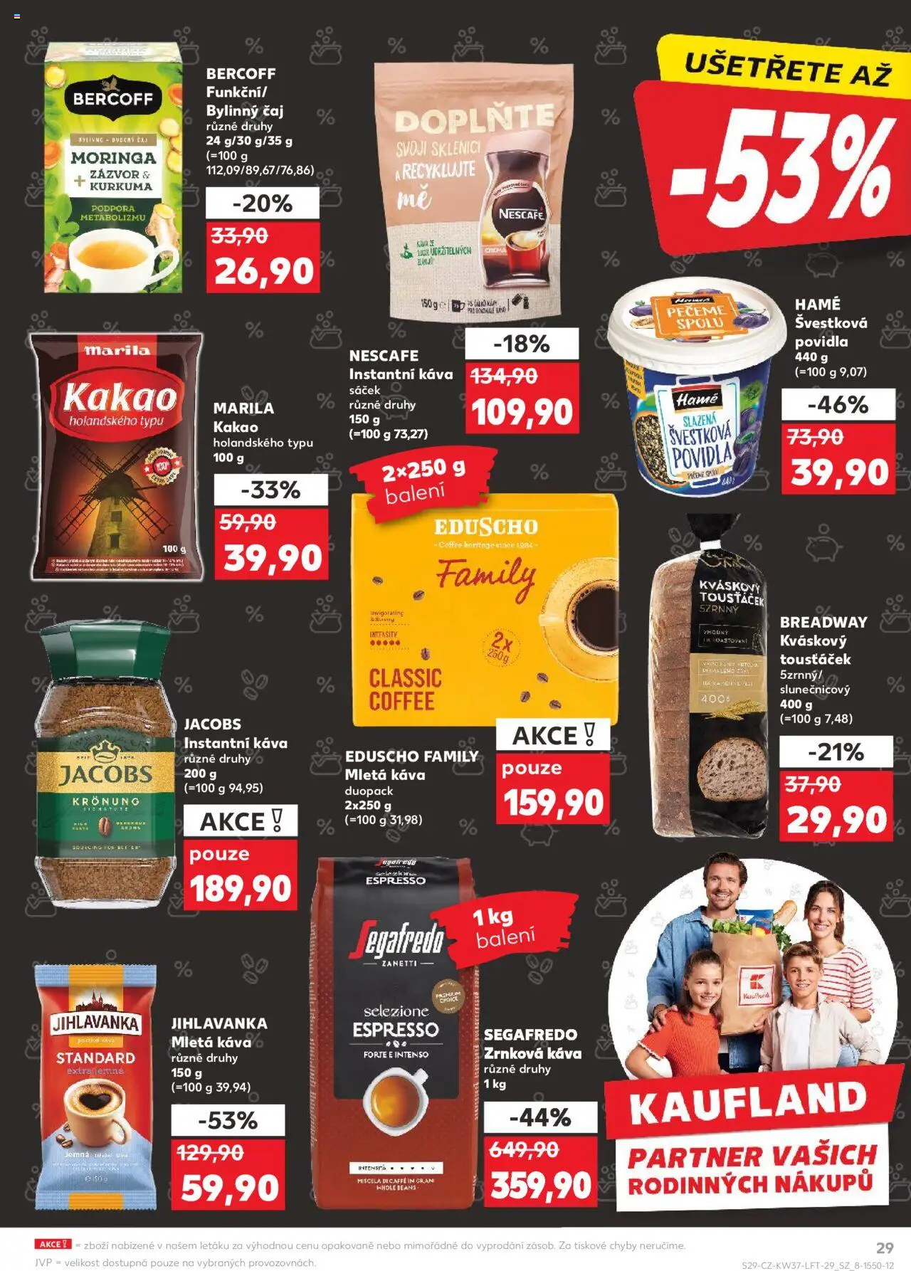 Kaufland leták od 10.09.2025 | Strana: 29 | Produkty: Čaj, Zrnková káva, Mletá káva, Sáček
